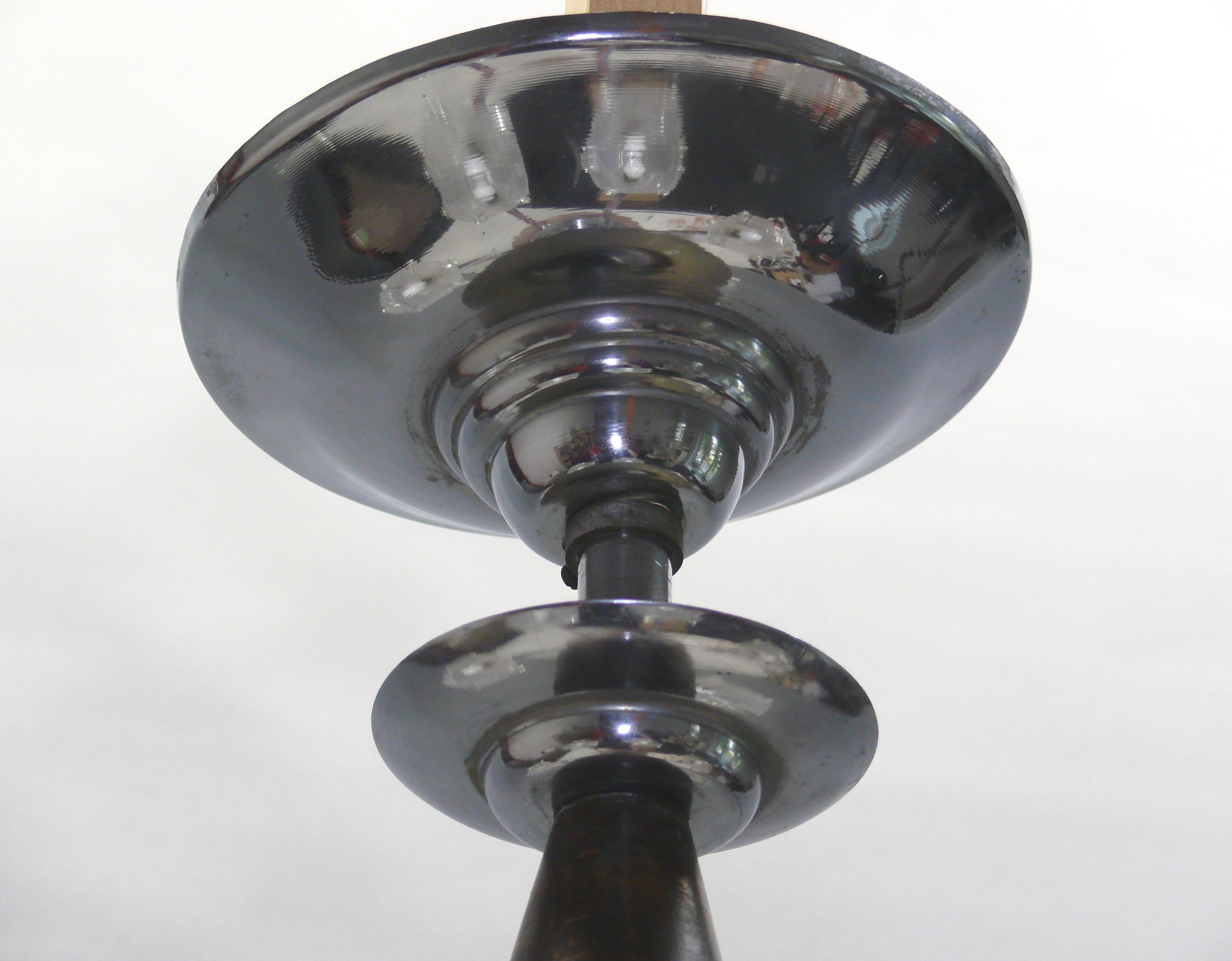 Lampadario Art Déco, stile Ezan, Francia - Cromo, Wood - 1930 in vendita 2