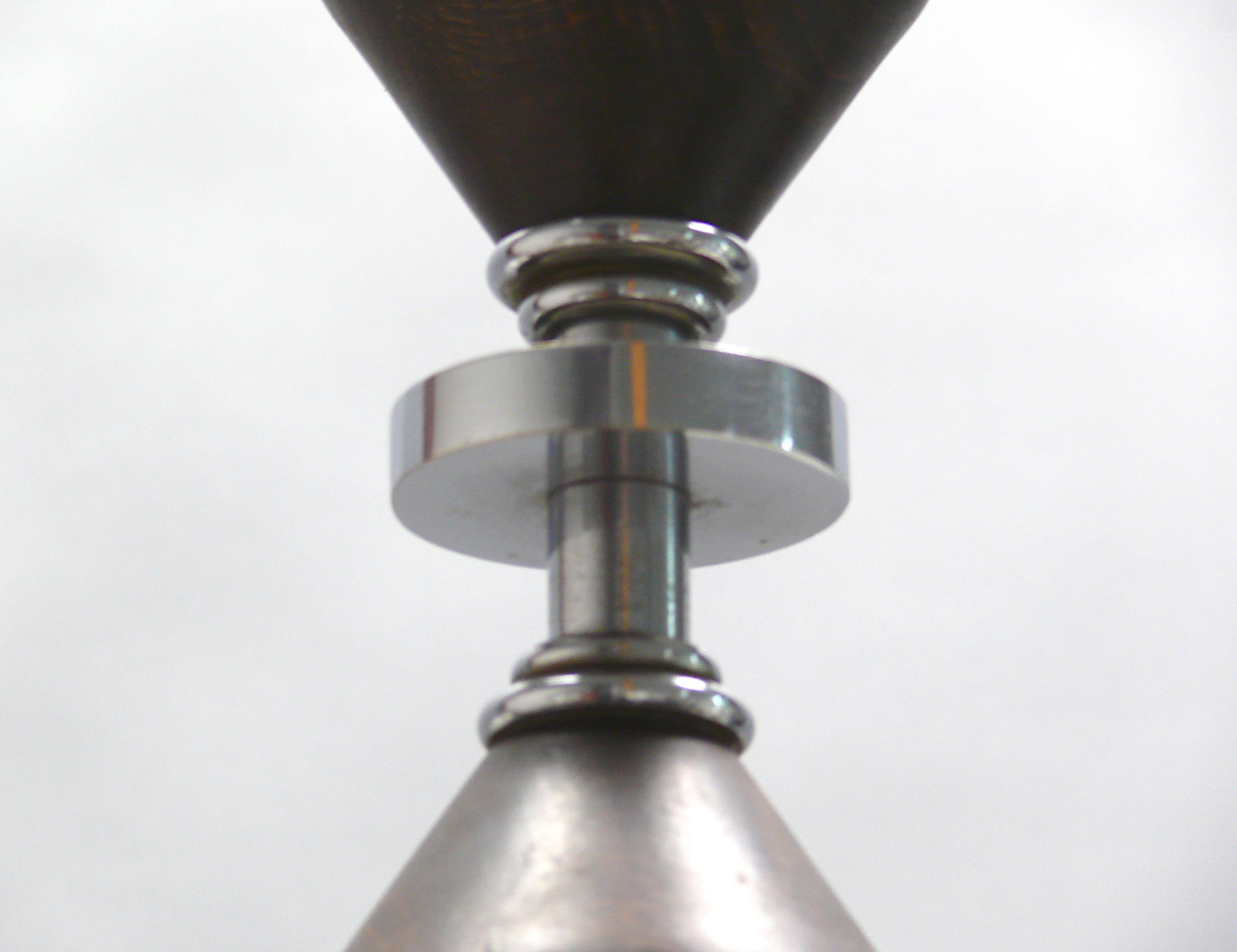 Lampadario Art Déco, stile Ezan, Francia - Cromo, Wood - 1930 in vendita 3