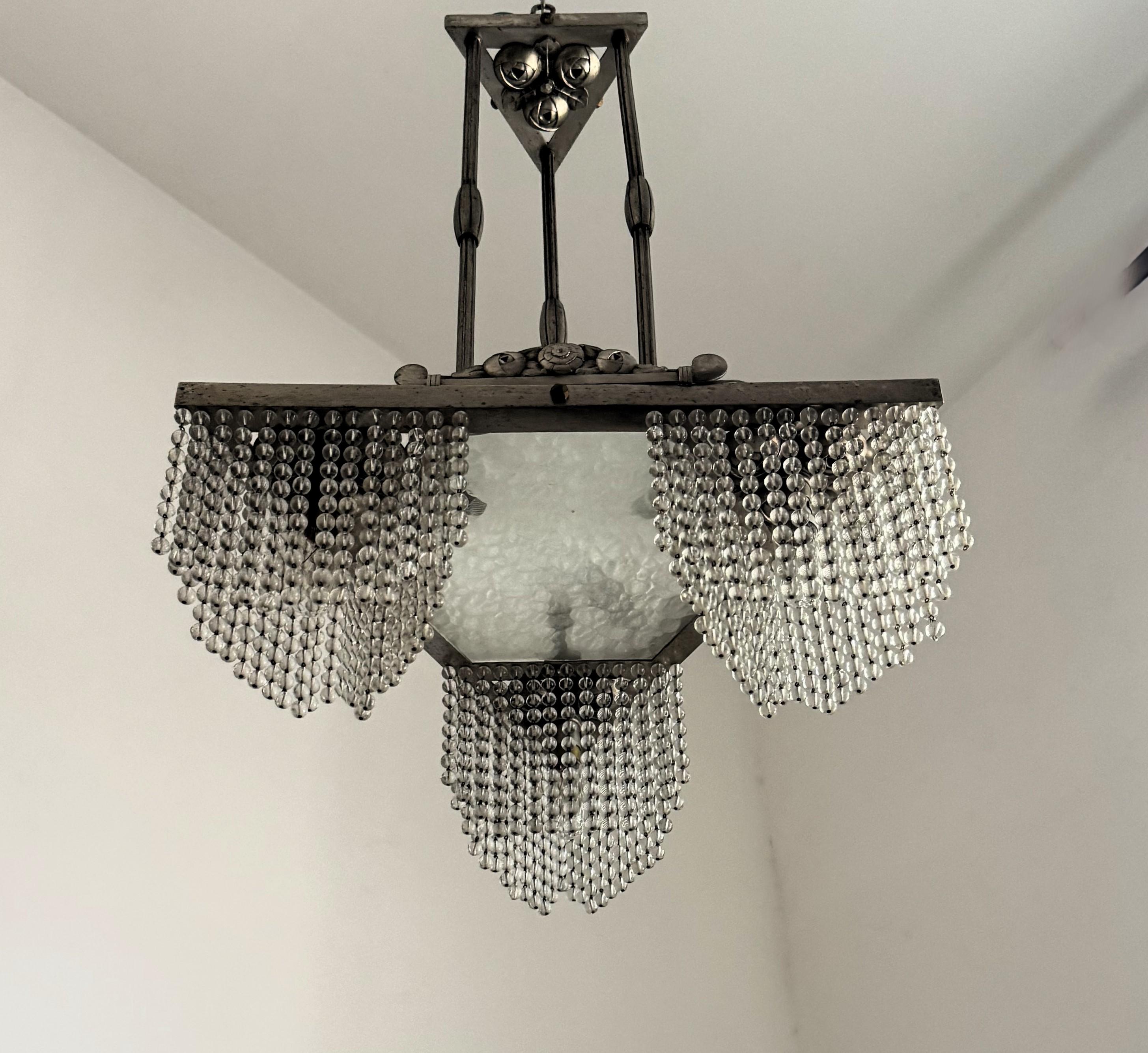 French Art Deco Chandelier France circa 1920s For Sale