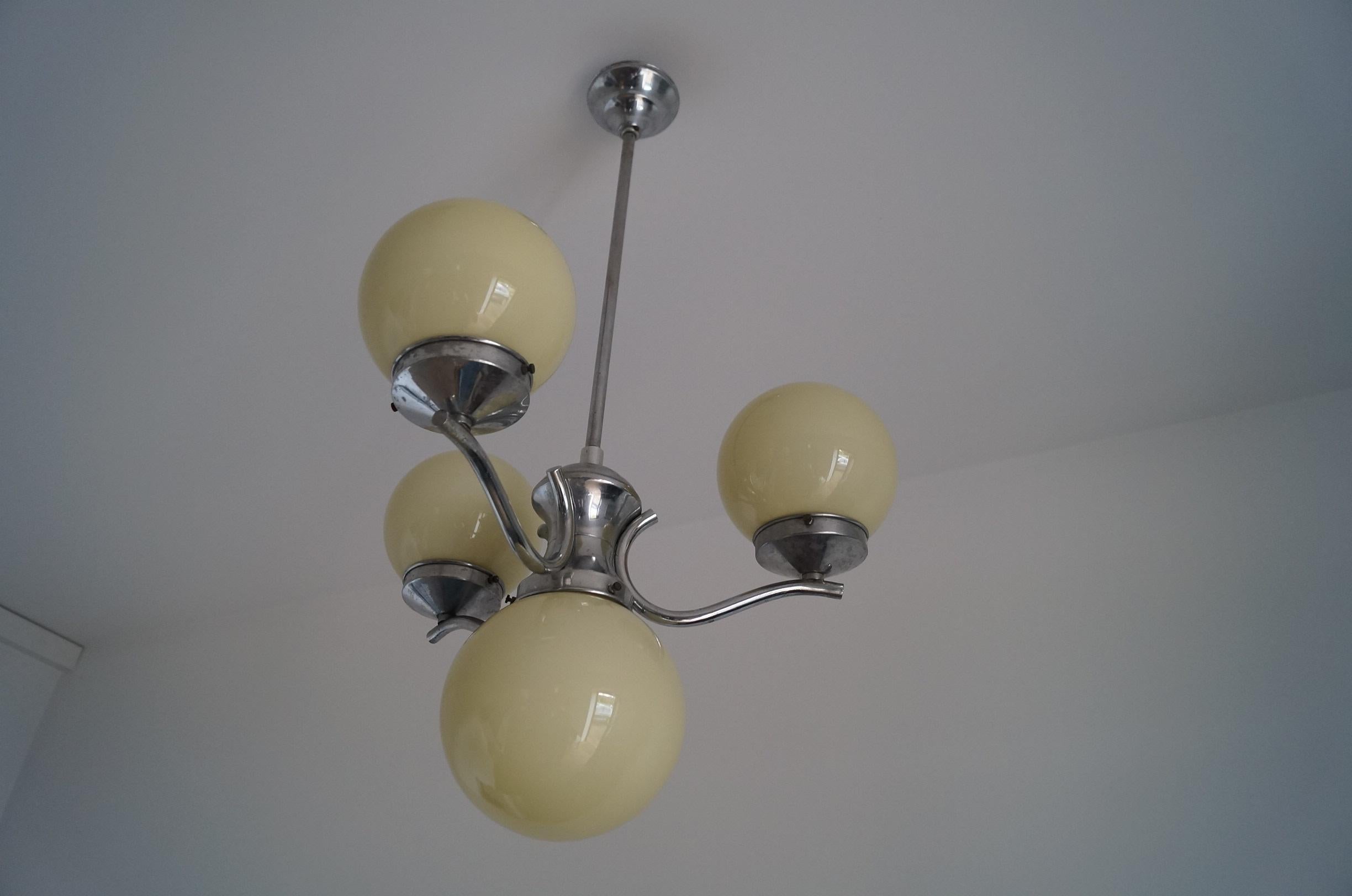 Chrome Art Deco Chandelier from 1930 For Sale
