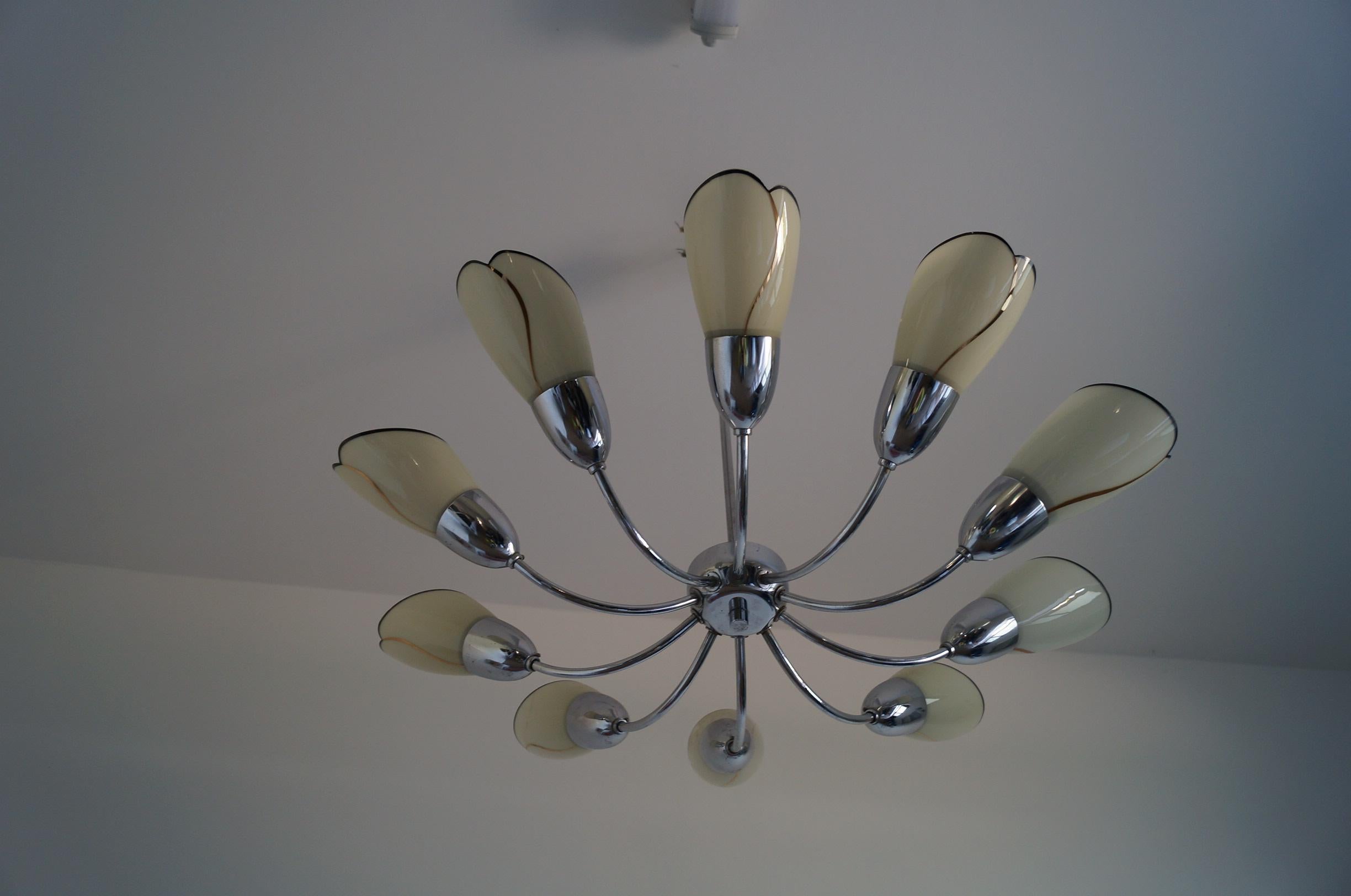 Chrome Art Deco Chandelier from 1950 For Sale