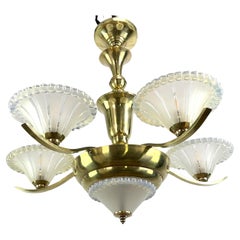 ART DECO-Kronleuchter von Petiot aus Petiot mit EZAN-Gläsern, 1930er Jahre