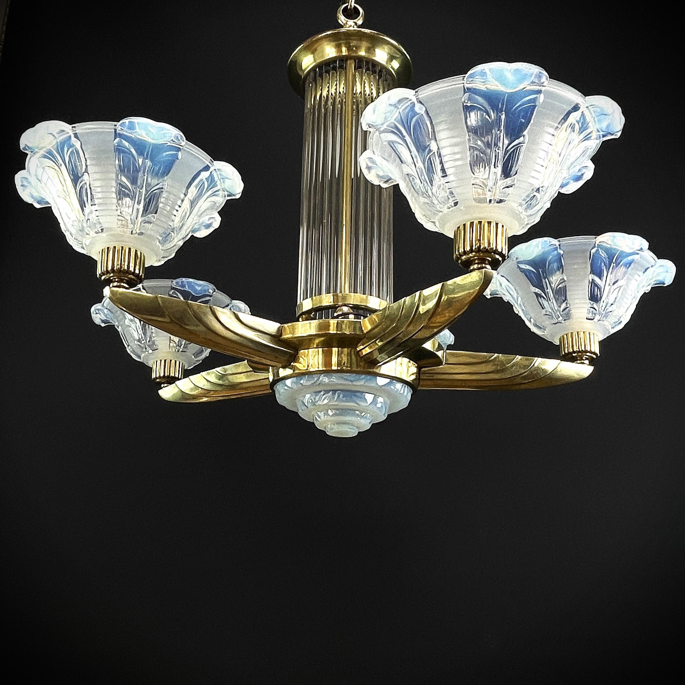 Art Deco chandelier from Petitot & Ezan, 1930s 1