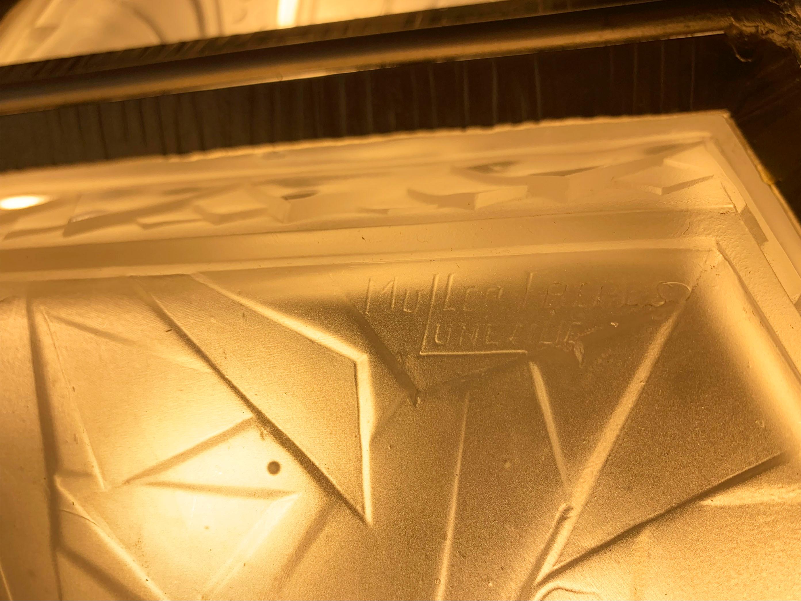 Lustre Art Déco, verres signés I Muller Frères Luneville en vente 9