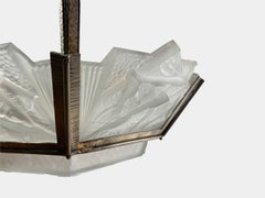 Art Deco Chandelier, Glasses Signed Muller Frères Luneville