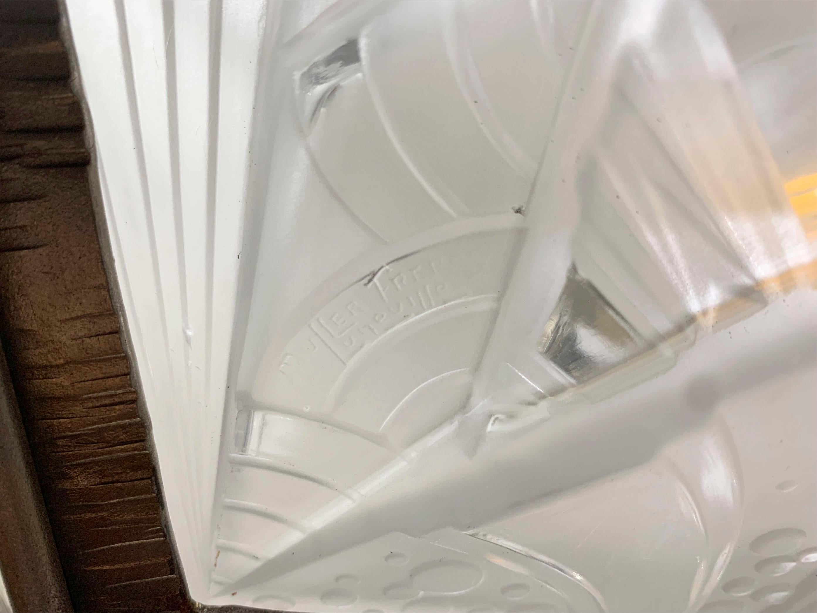 Art déco Lustre Art Déco, verres signés I Muller Frères Luneville en vente