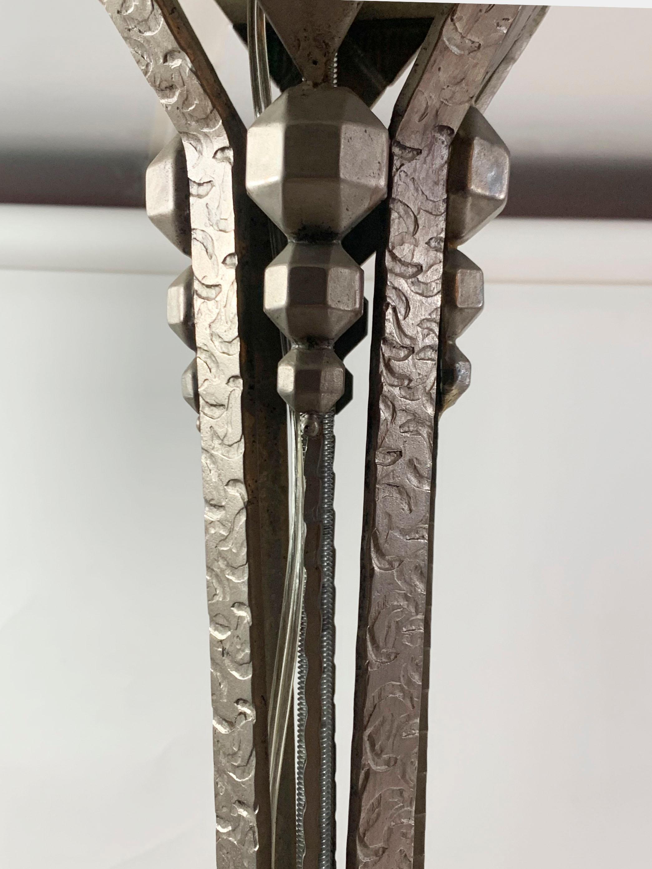 Lustre Art Déco, verres signés I Muller Frères Luneville en vente 1