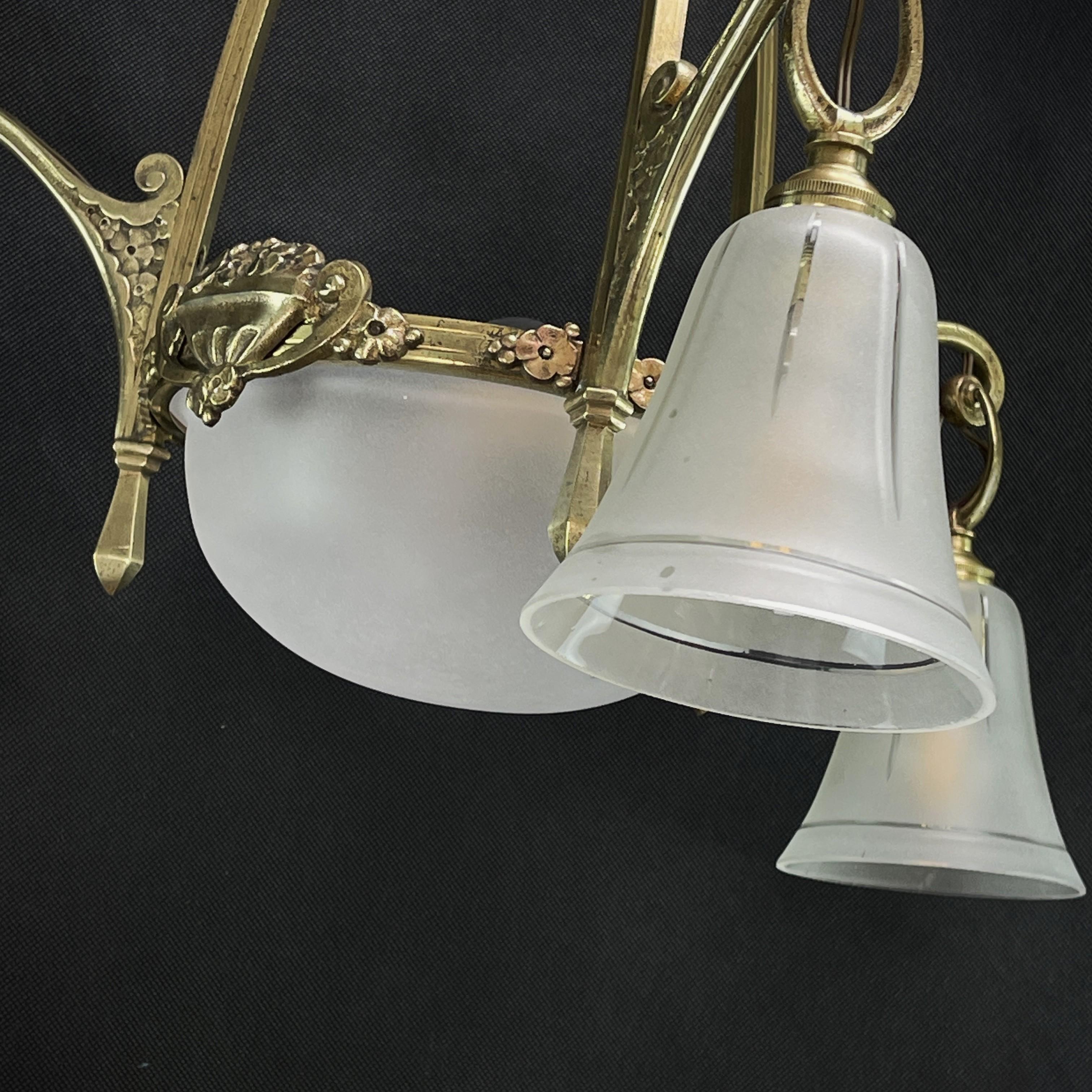 Art Deco Chandelier Hanging Lamp Bronze Lamp  In Good Condition In Saarburg, RP