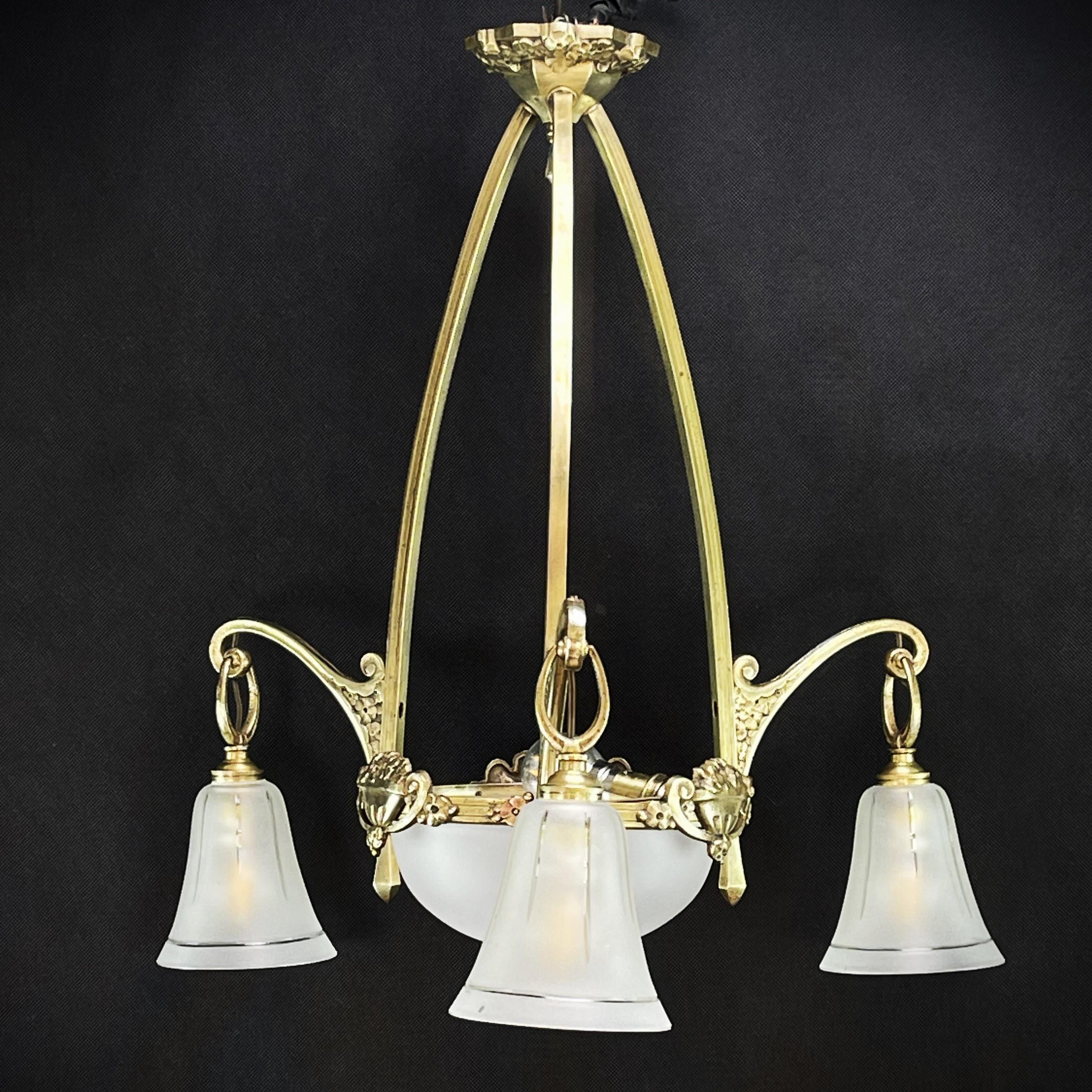 Art Deco Chandelier Hanging Lamp Bronze Lamp  4