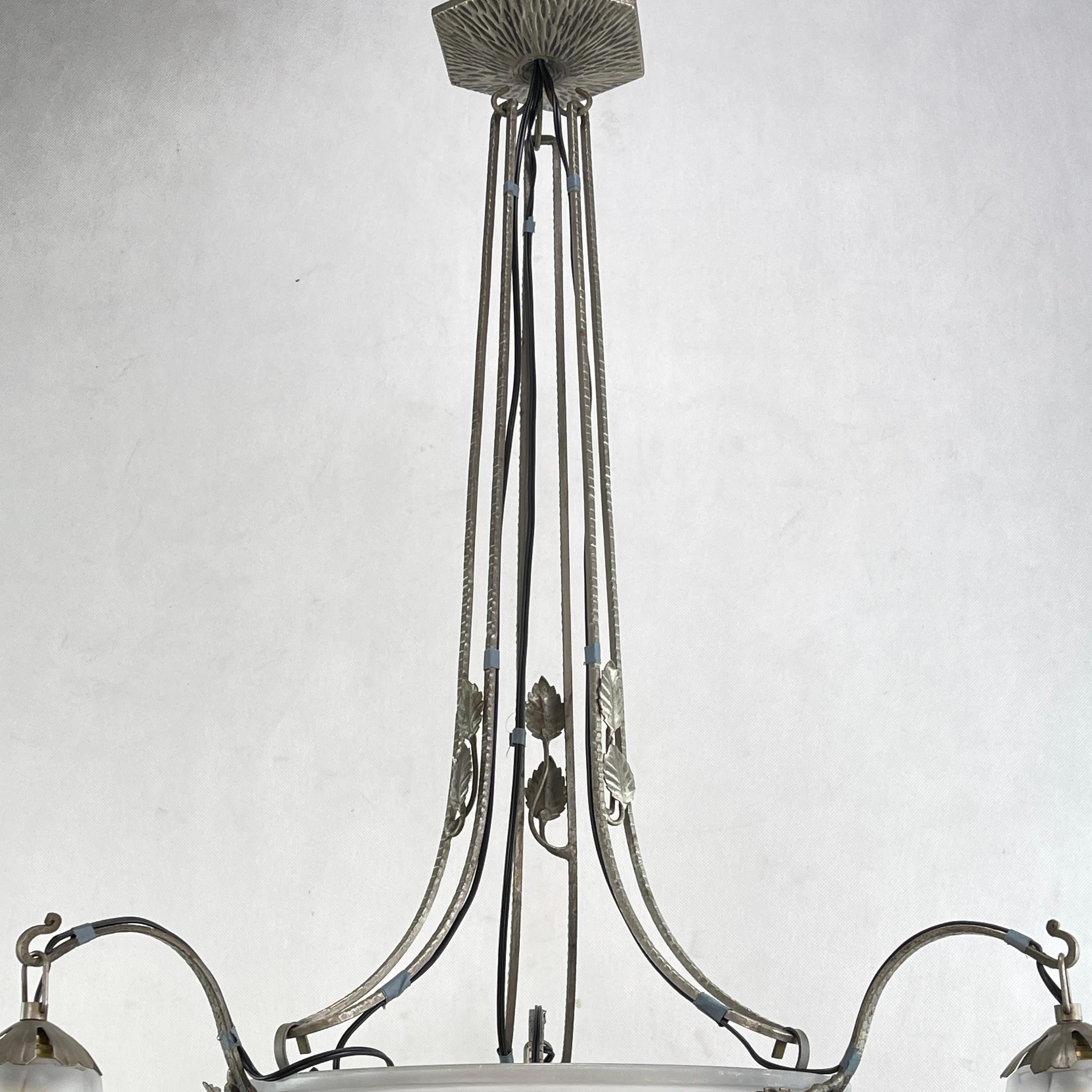 Art Deco Chandelier Hanging Lamp by Dégue, 1930s 1