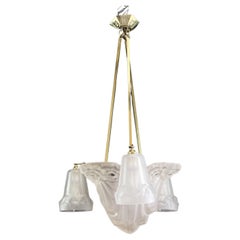 Art Deco Chandelier Hanging Lamp by Dégue, 1930s