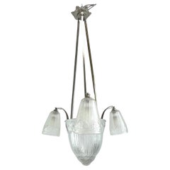 Antique Art Deco Chandelier Hanging Lamp by Maynadier, 1930s