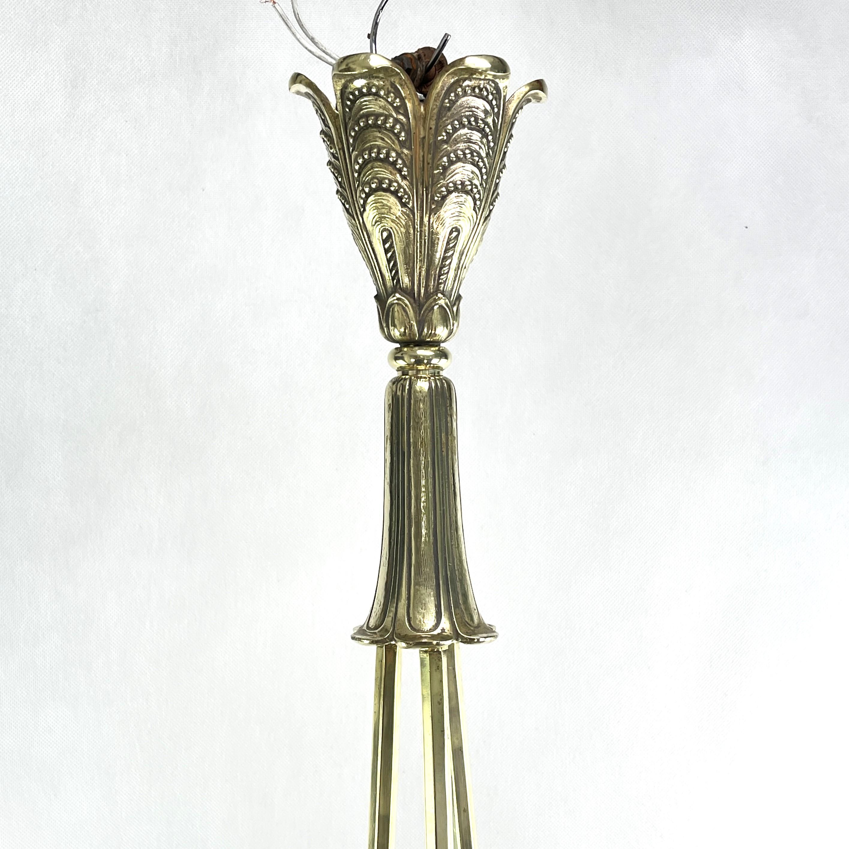 Art Deco Chandelier Hanging Lamp by P. Gilles Paris, 1930s 1