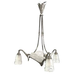 Art Deco Chandelier Hanging Lamp by P. Gilles Paris Signed Gilles Paris, 1920s