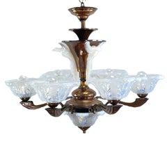 ART DECO-Kronleuchter-Hängelampe, signiert von EZAN Design Boris Lacroix, 1930er Jahre