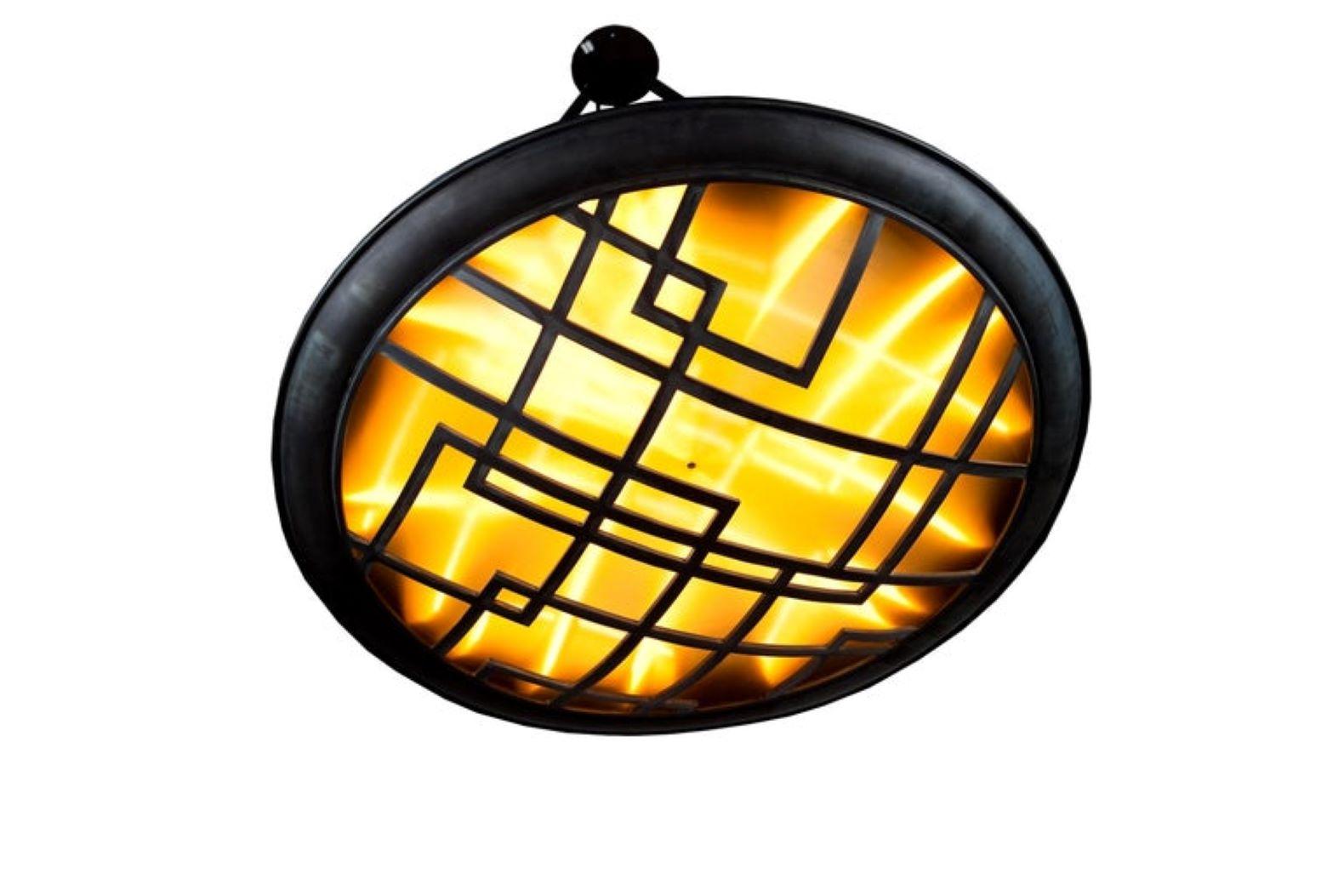 Art Déco Lampadario Art Deco a LED in ottone in vendita