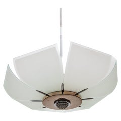 Art Deco Kronleuchter aus Glas und Chrom, 1925, Frankreich, Modernes Blumendesign