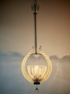 Lustre Art Déco en verre de Murano par Barovier&Toso, Italie, années 1930