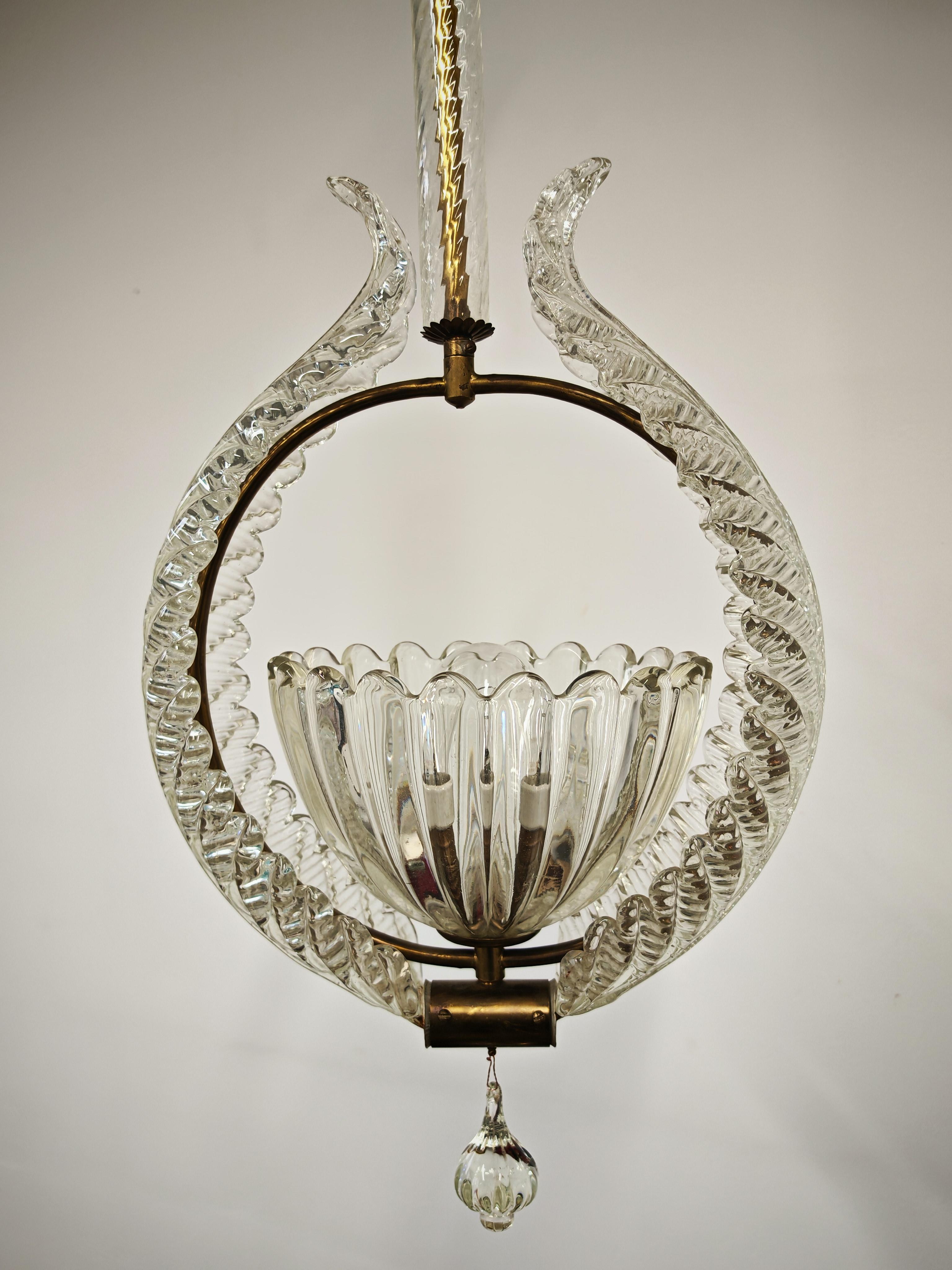 Lámpara Art Decó de cristal de Murano de Barovier y Toso, Italia Años 1930 Italiano en venta