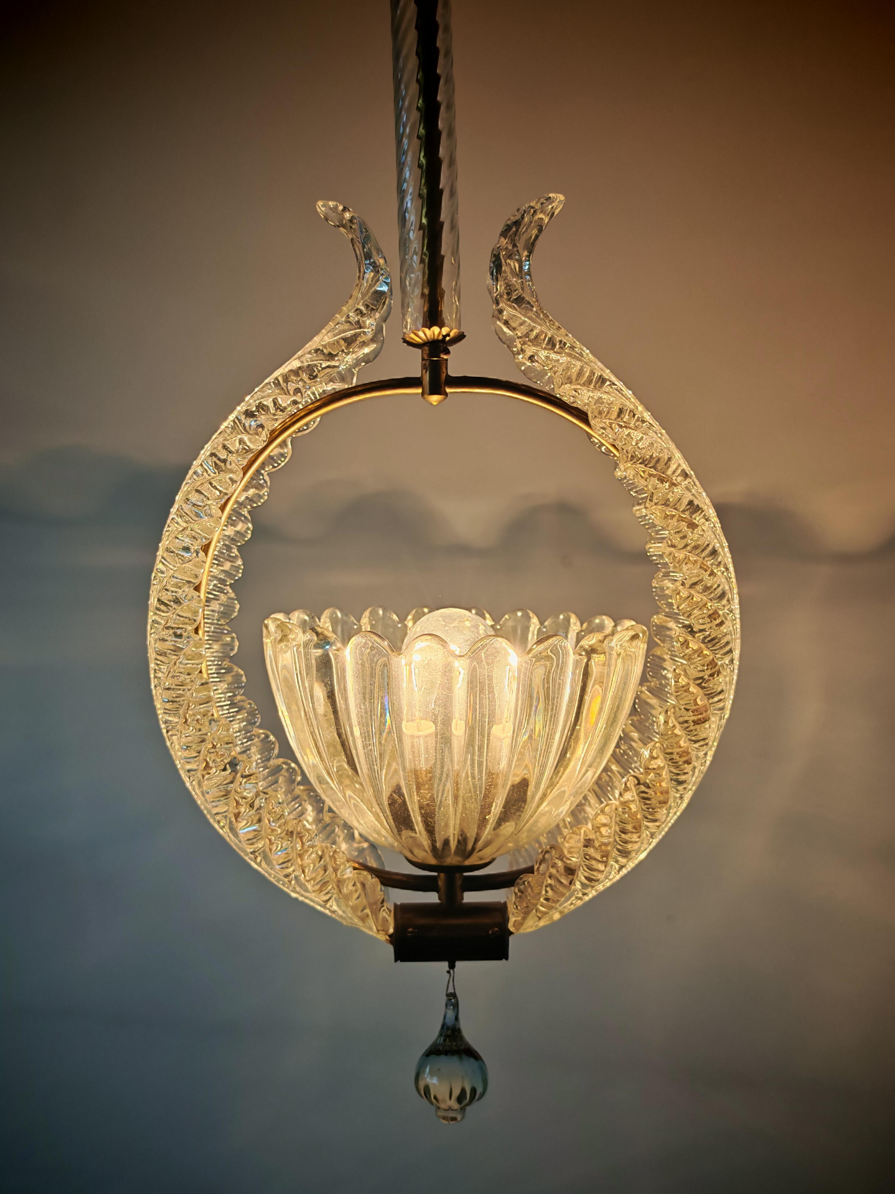Lámpara Art Decó de cristal de Murano de Barovier y Toso, Italia Años 1930 en Bueno estado para la venta en Beograd, RS