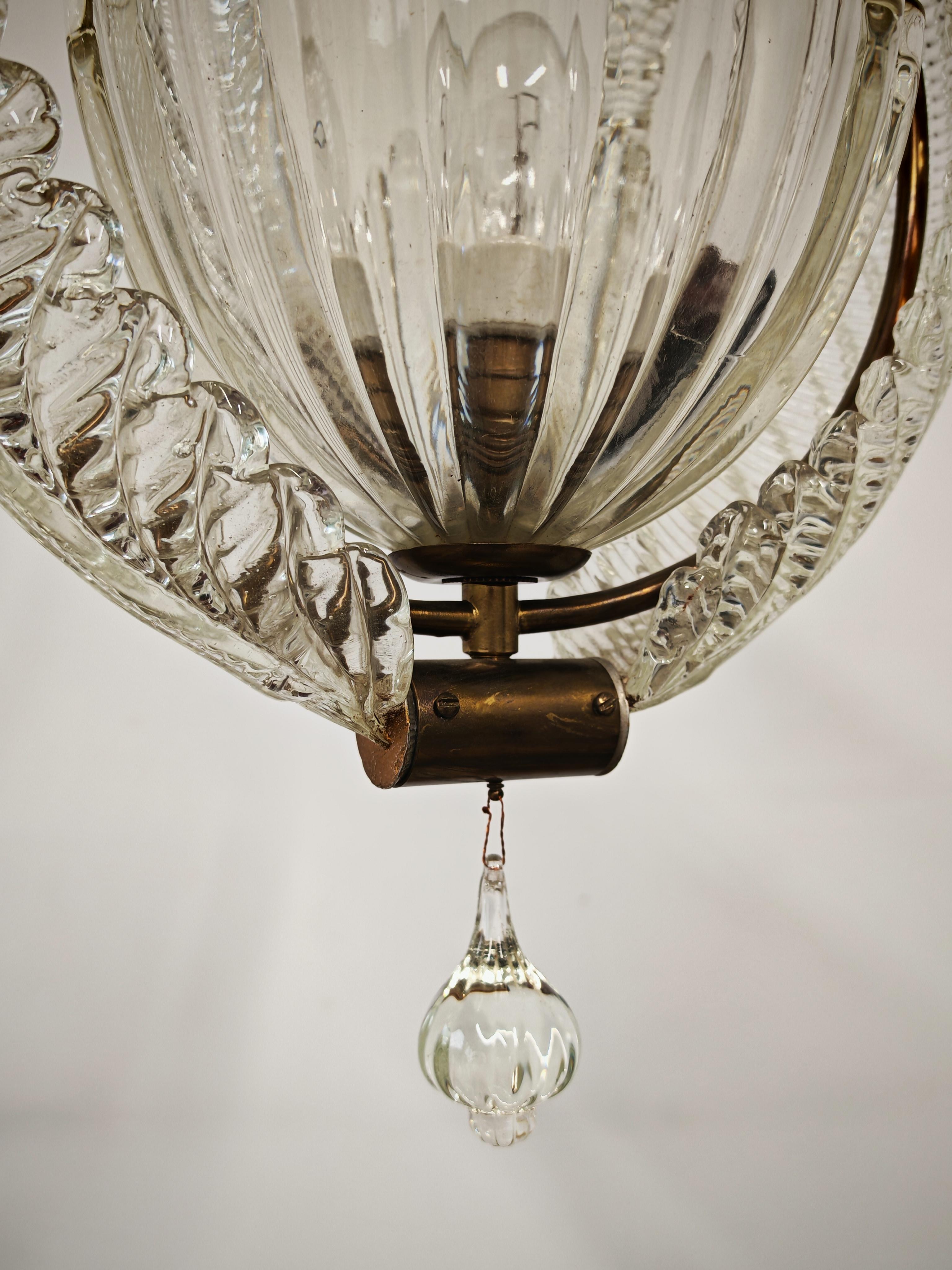 Lámpara Art Decó de cristal de Murano de Barovier y Toso, Italia Años 1930 en venta 1