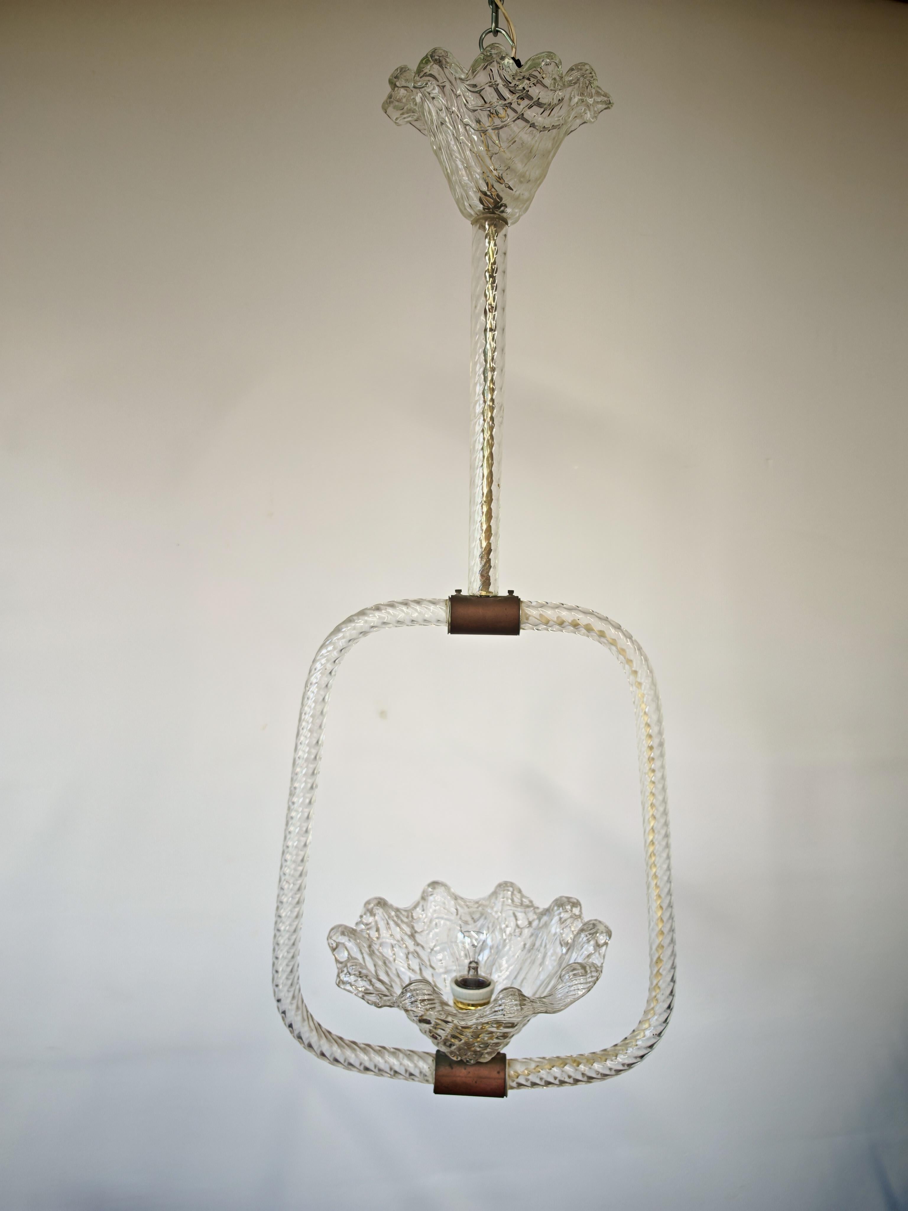 Lámpara Art Decó de cristal de Murano de Barovier y Toso, Italia Años 40 en venta 4