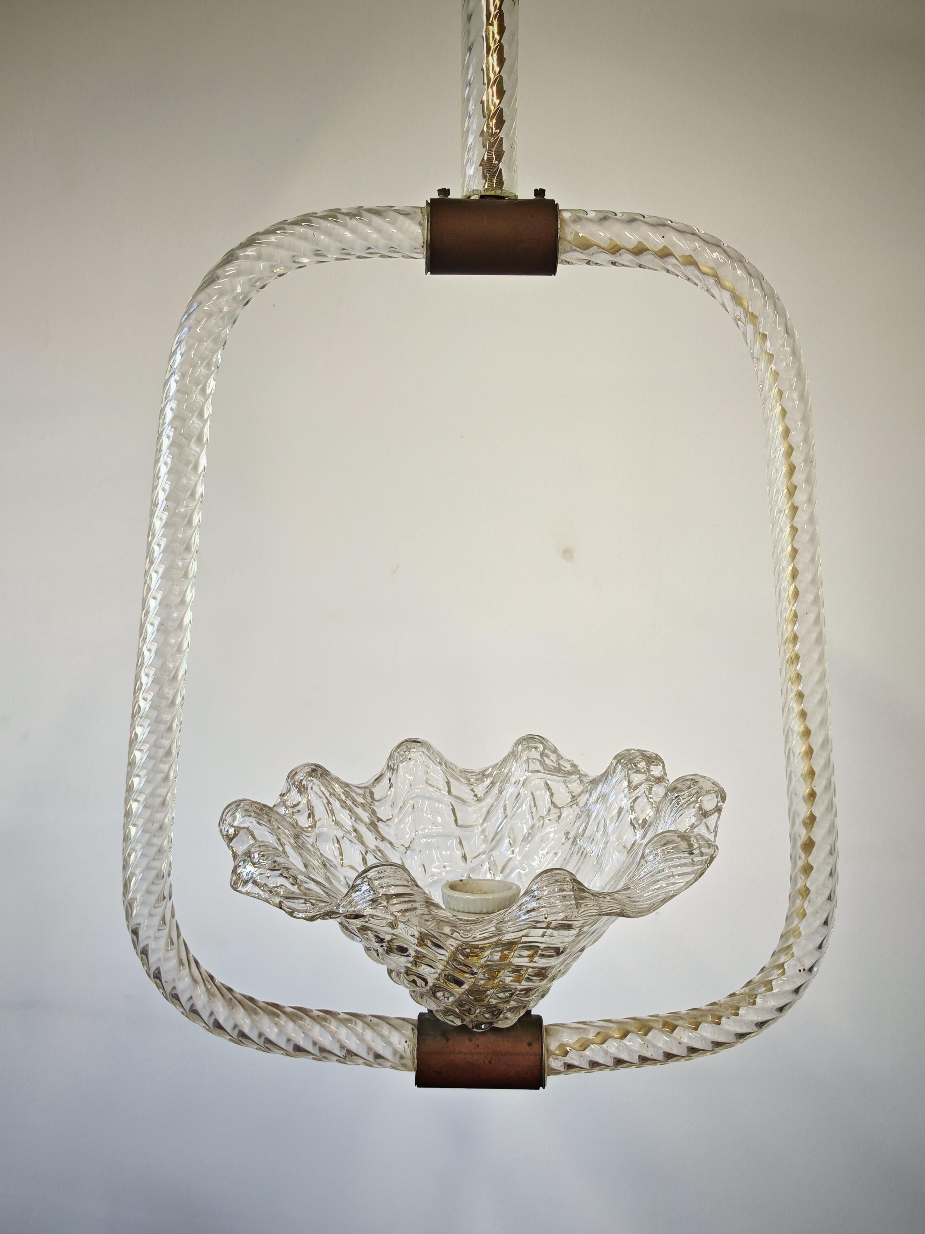 Lámpara Art Decó de cristal de Murano de Barovier y Toso, Italia Años 40 Italiano en venta