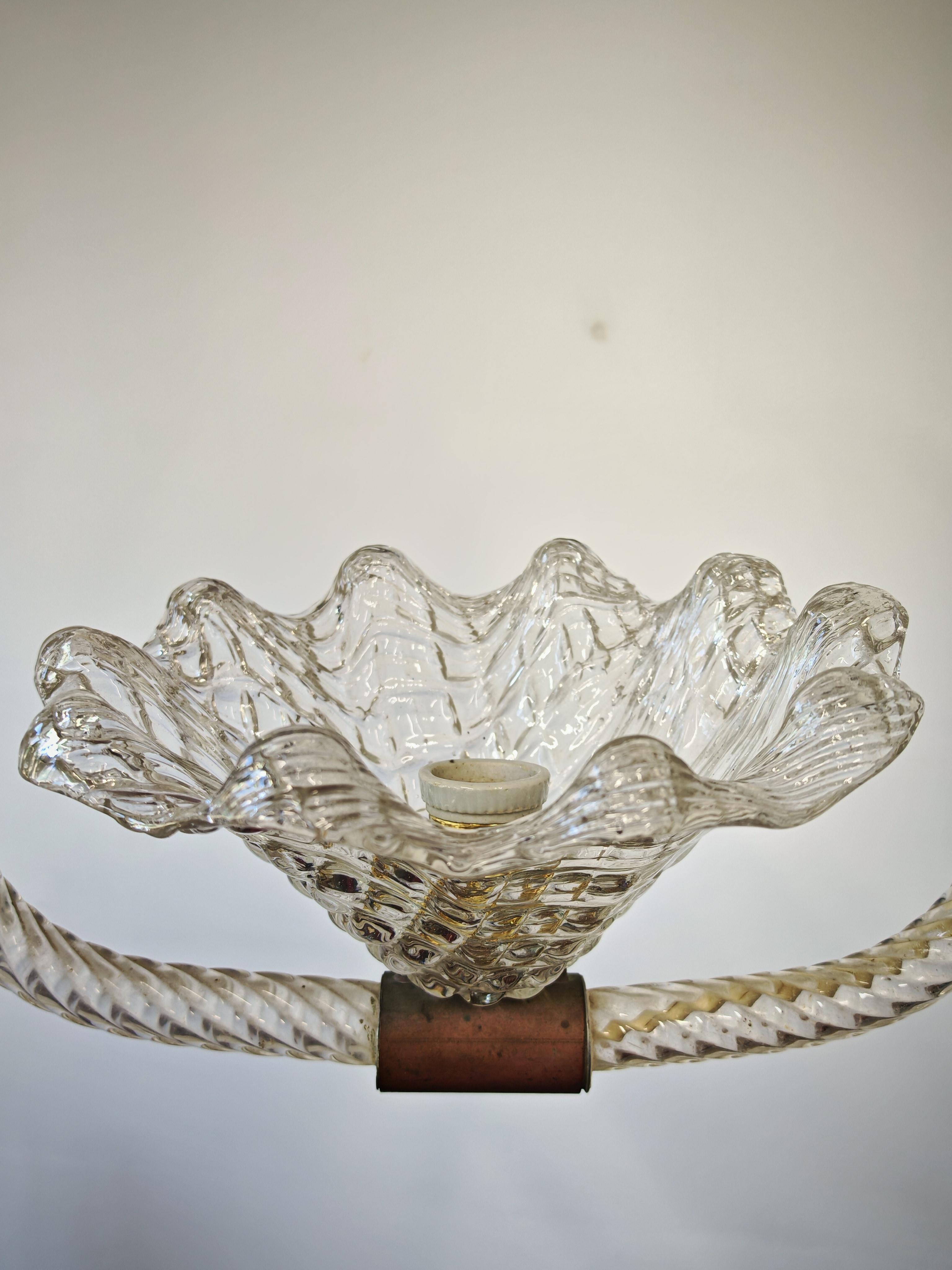 Lámpara Art Decó de cristal de Murano de Barovier y Toso, Italia Años 40 mediados del siglo XX en venta