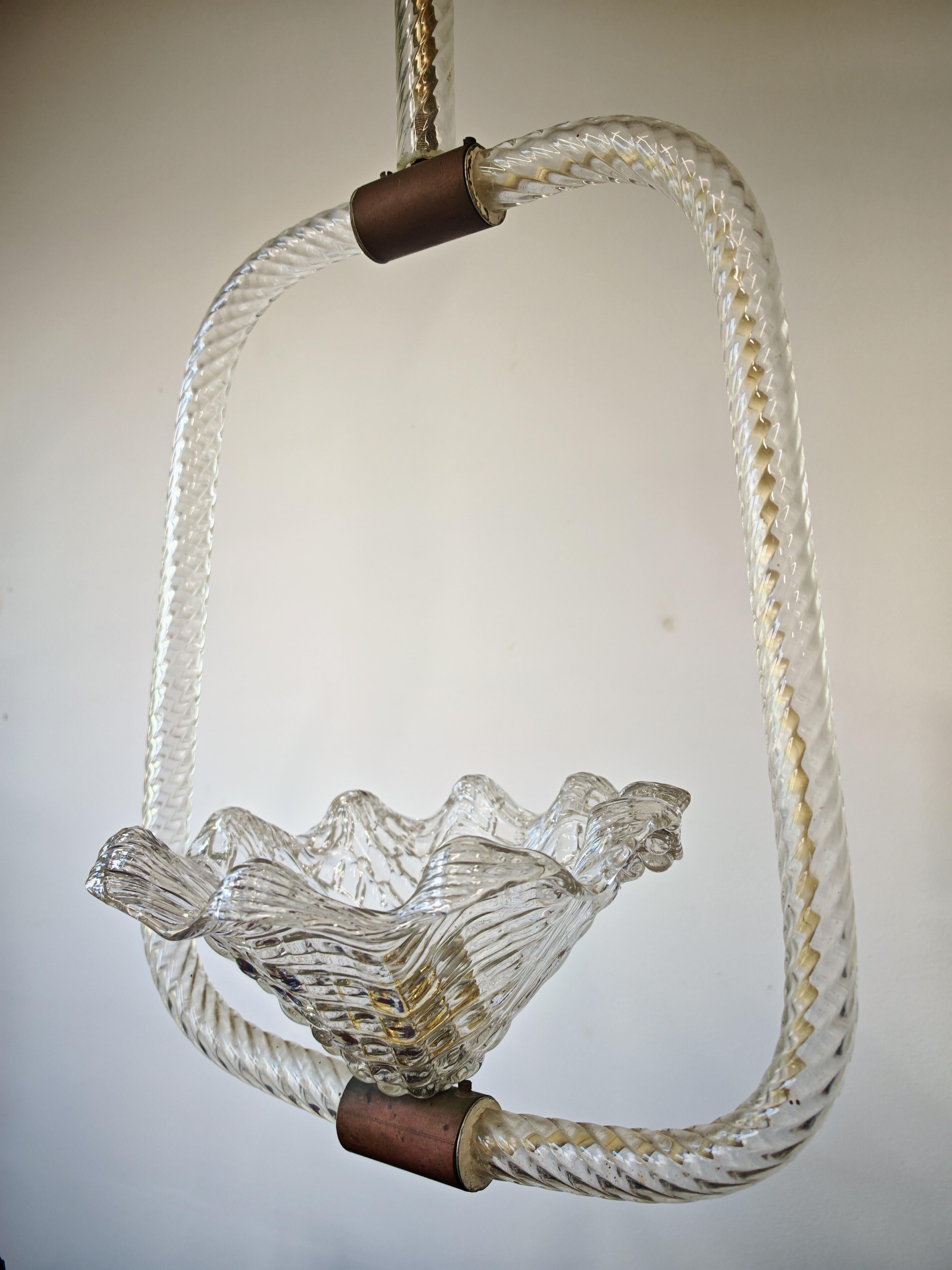 Lámpara Art Decó de cristal de Murano de Barovier y Toso, Italia Años 40 en venta 1