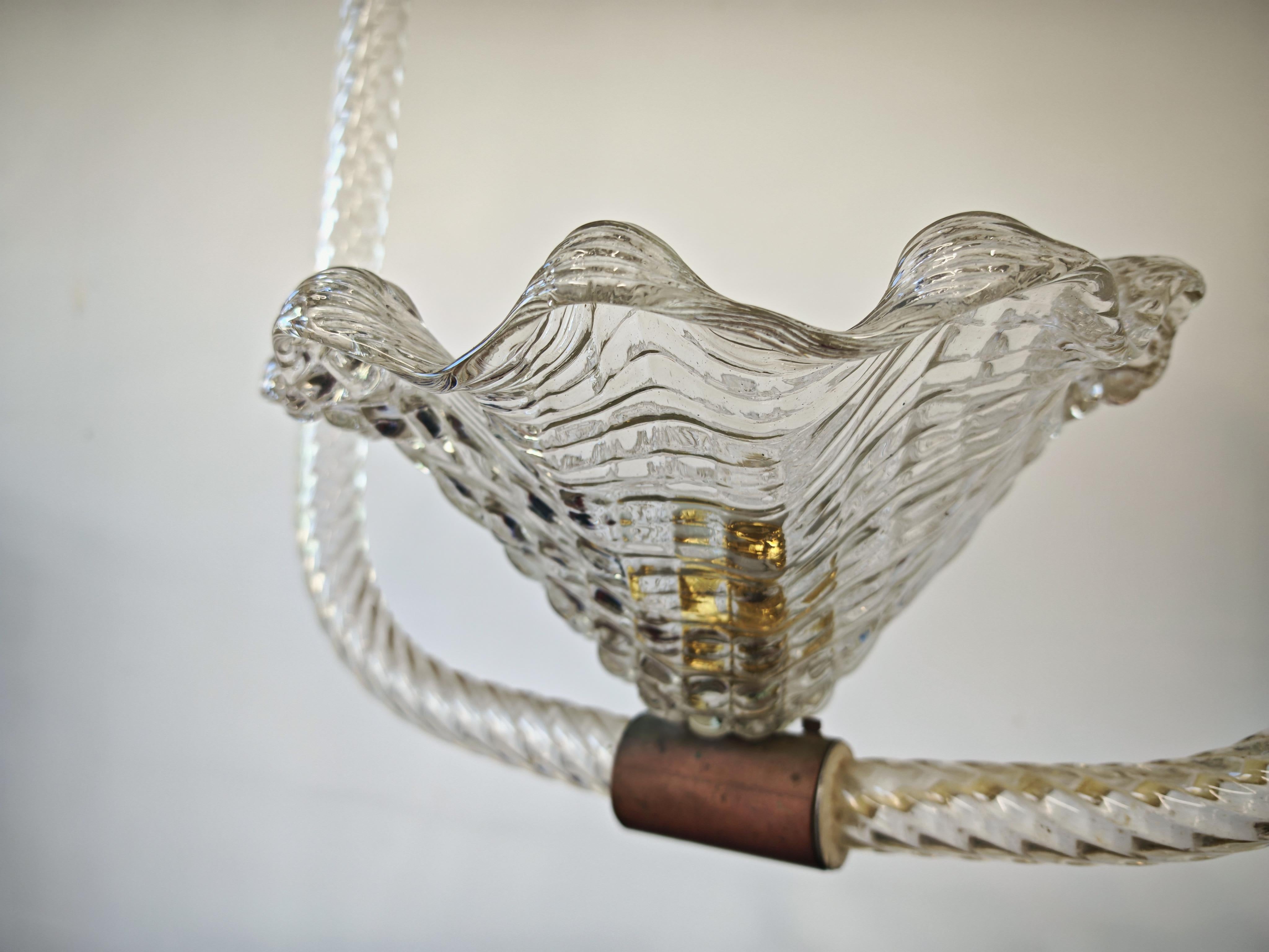 Lámpara Art Decó de cristal de Murano de Barovier y Toso, Italia Años 40 en venta 2