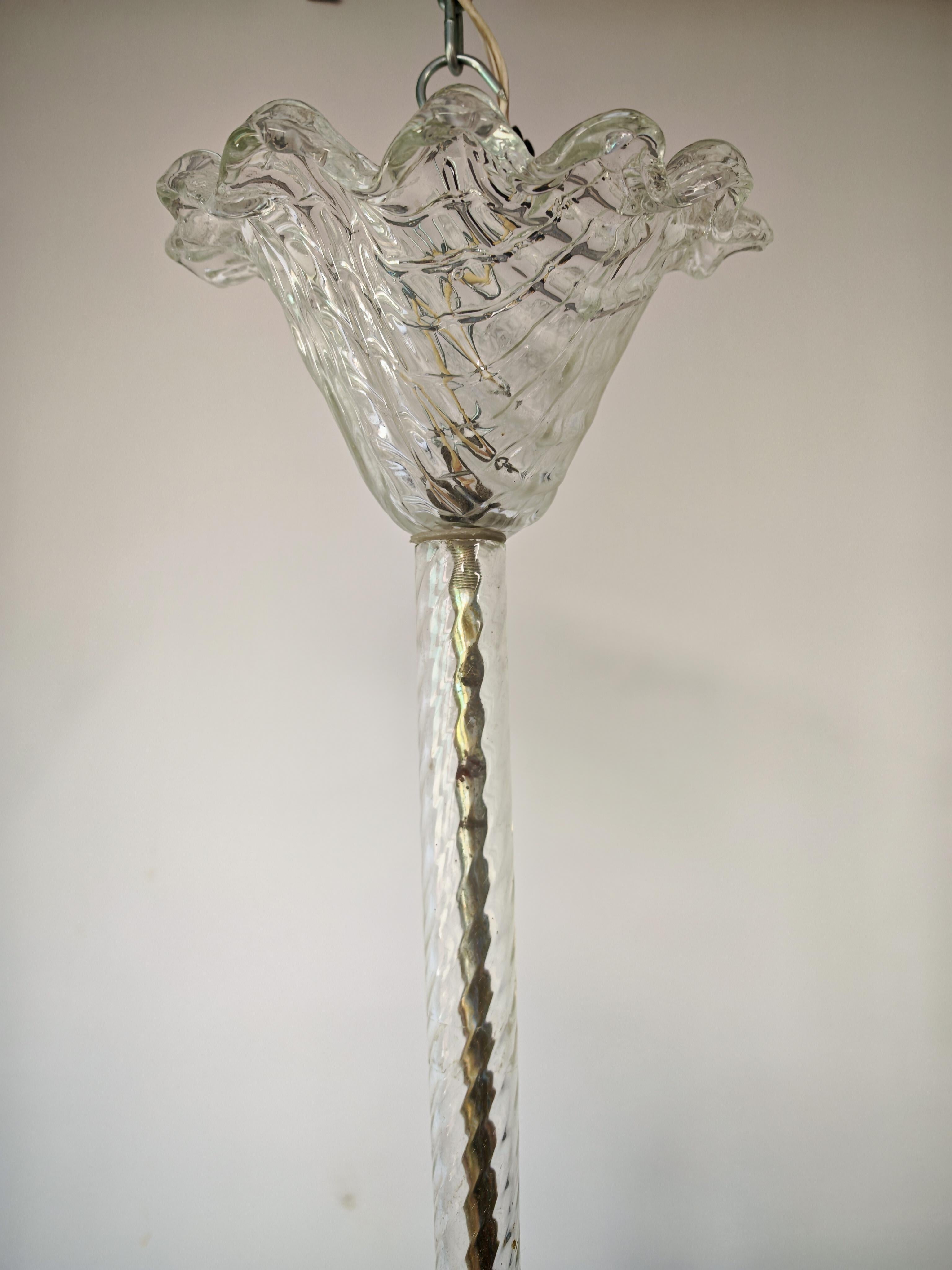 Lámpara Art Decó de cristal de Murano de Barovier y Toso, Italia Años 40 en venta 3