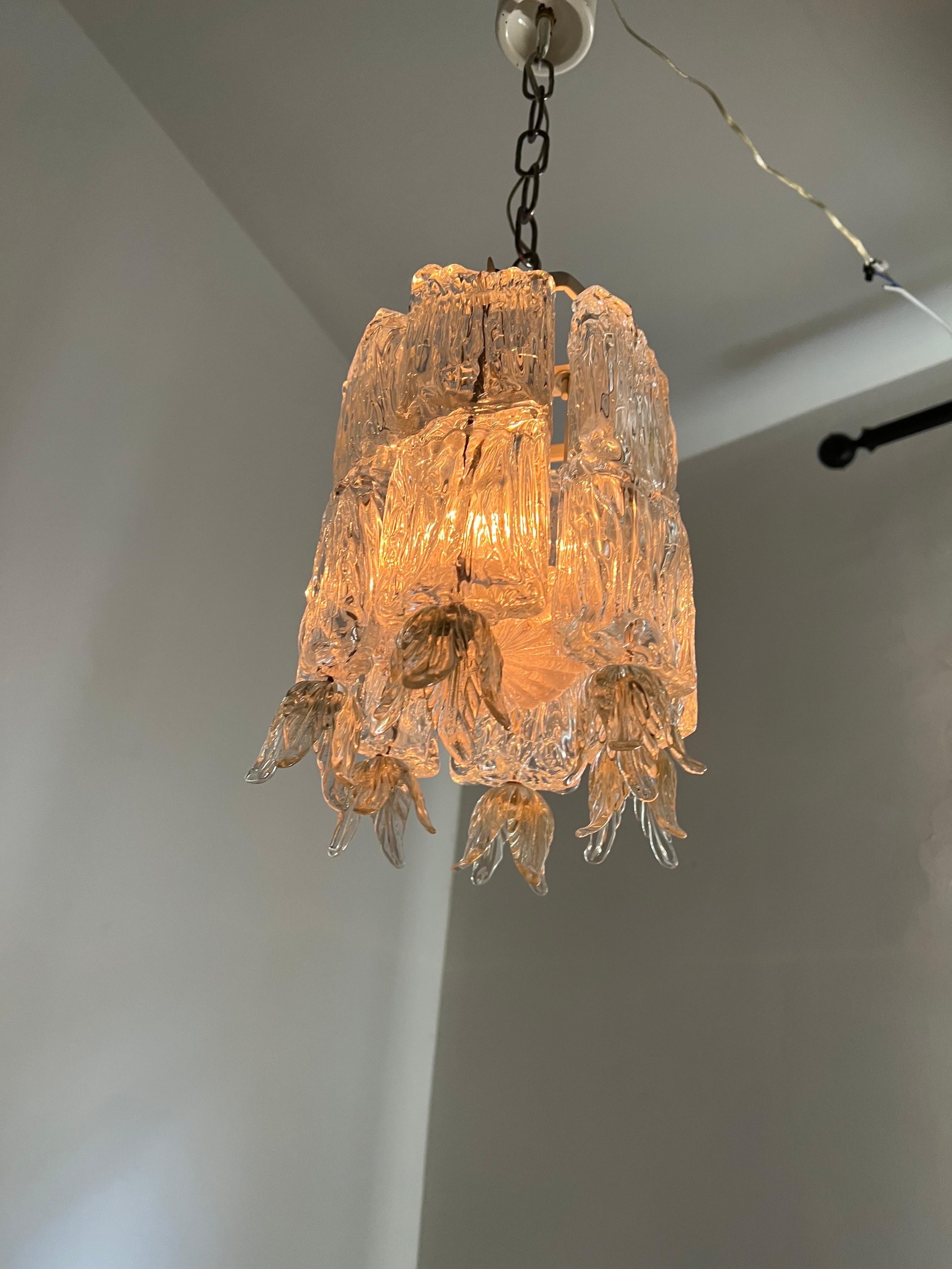 Art Deco Chandelier in Murano Glass by Barovier Toso, Italy, circa 1940 For Sale 7
