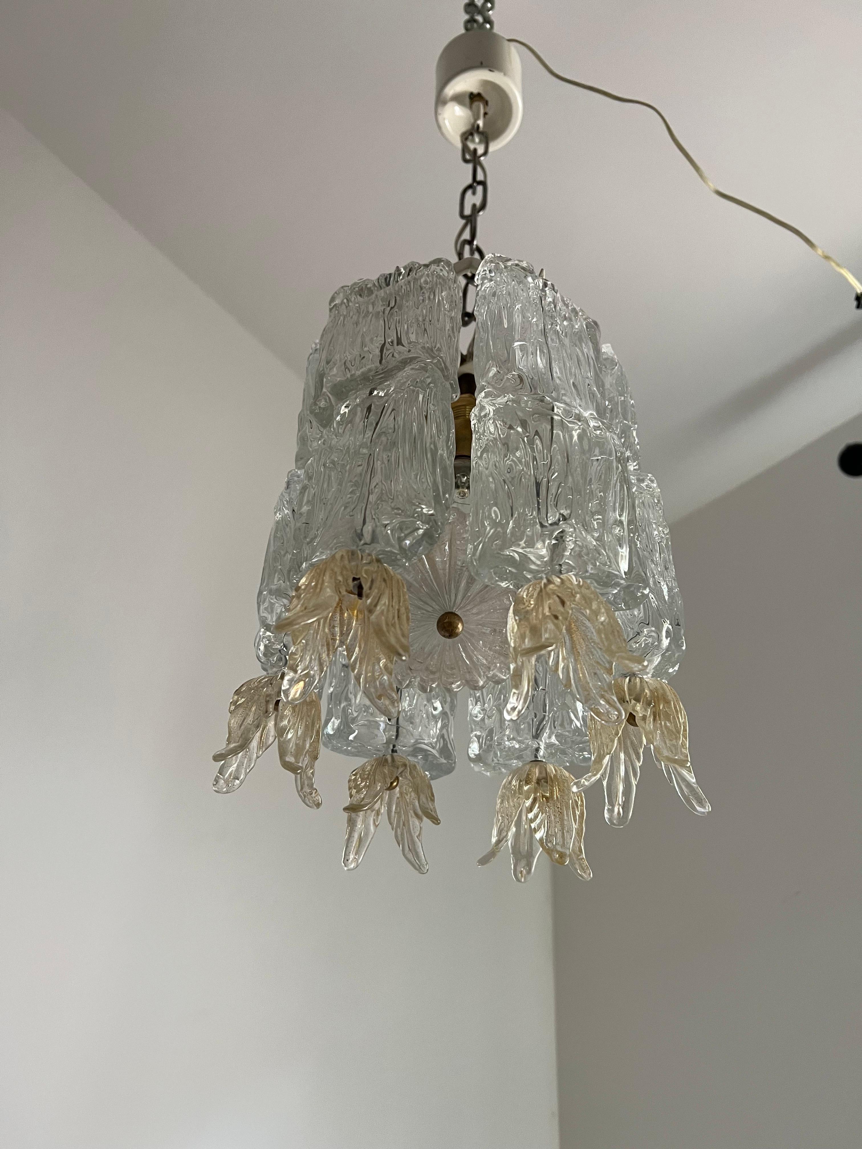 Art Deco Chandelier in Murano Glass by Barovier Toso, Italy, circa 1940 For Sale 14