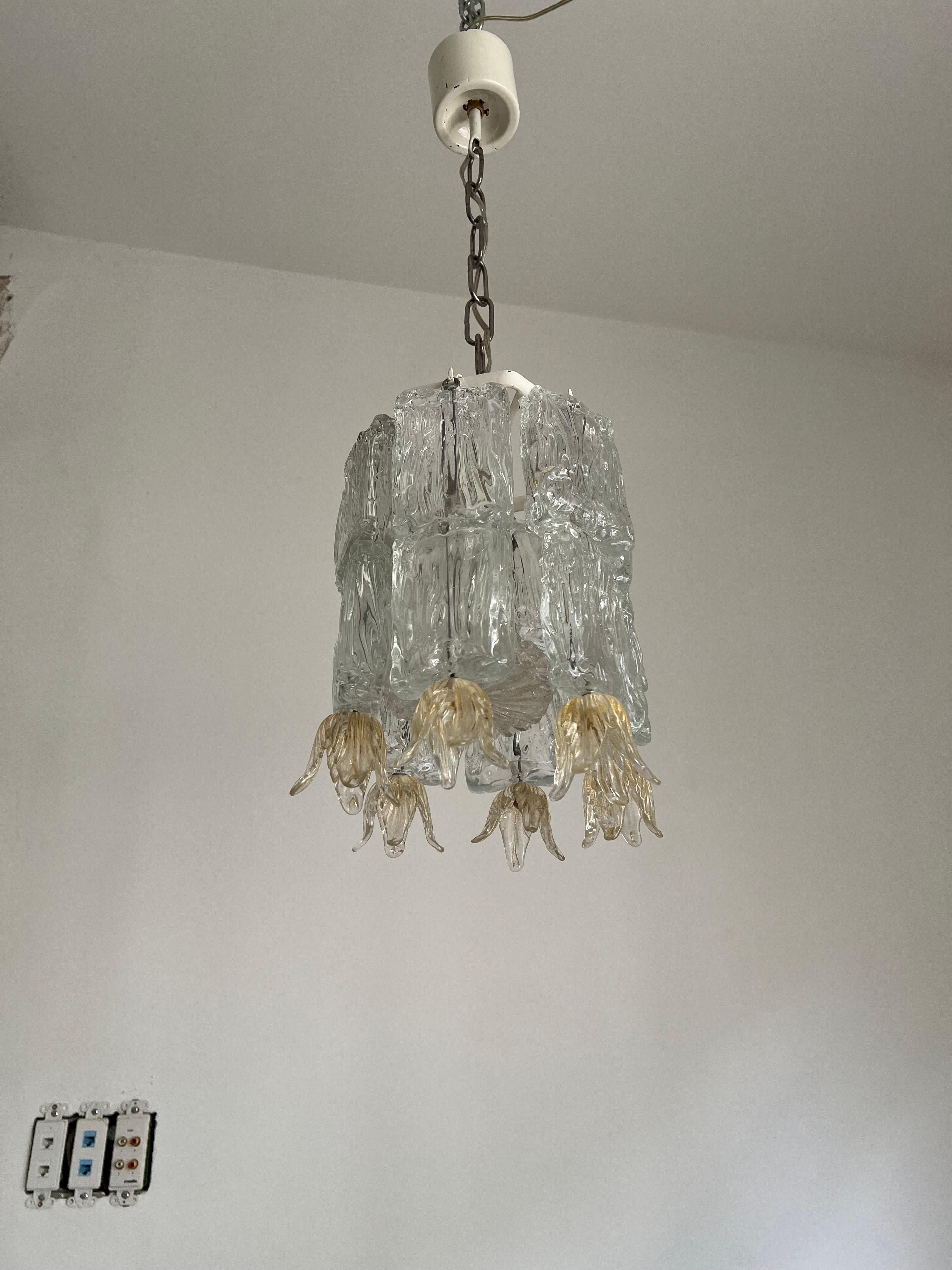 Art Deco Chandelier in Murano Glass by Barovier Toso, Italy, circa 1940 For Sale 1