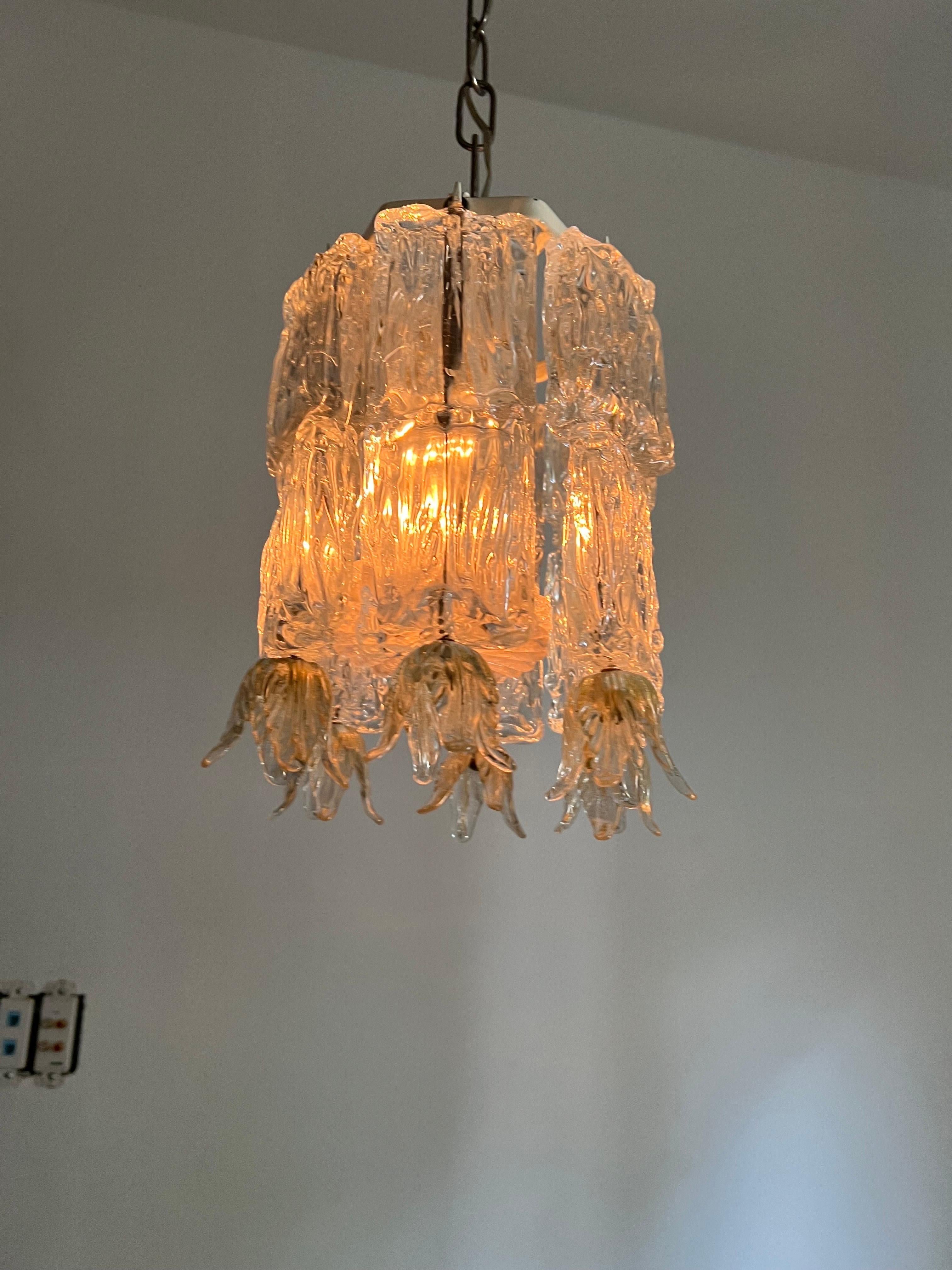 Art Deco Chandelier in Murano Glass by Barovier Toso, Italy, circa 1940 For Sale 3