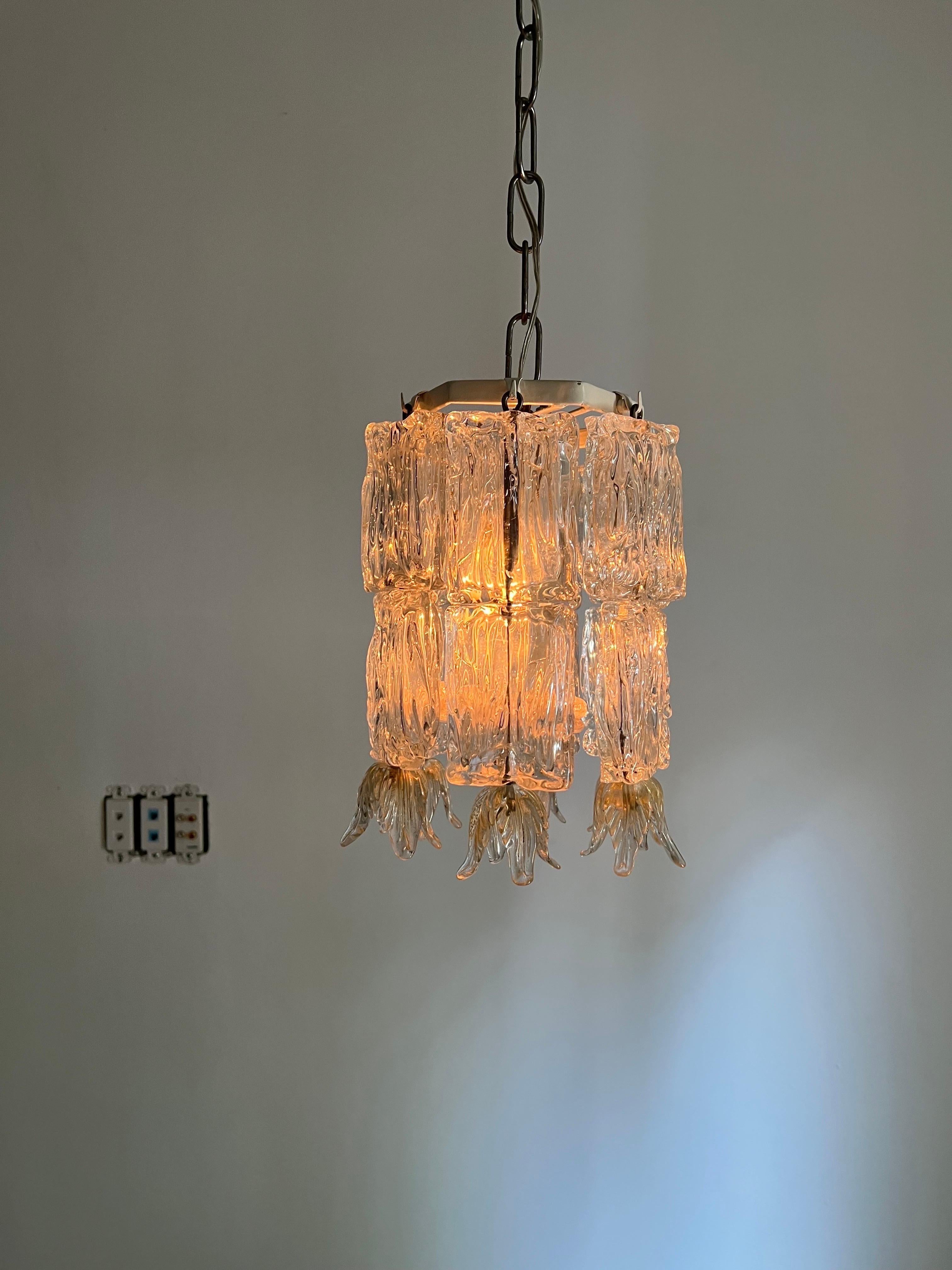 Art Deco Chandelier in Murano Glass by Barovier Toso, Italy, circa 1940 For Sale 4