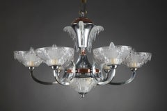 Art Deco Chandelier in Nickel-Plated Metal and Copper