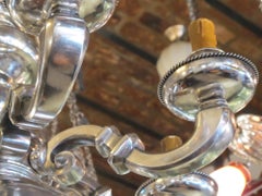 Art Deco Chandelier in Silver Plated Bronze, 1930