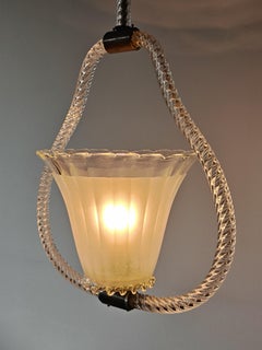 Lustre Art Déco en verre de Murano texturé par Barovier&Toso, Italie, années 1940