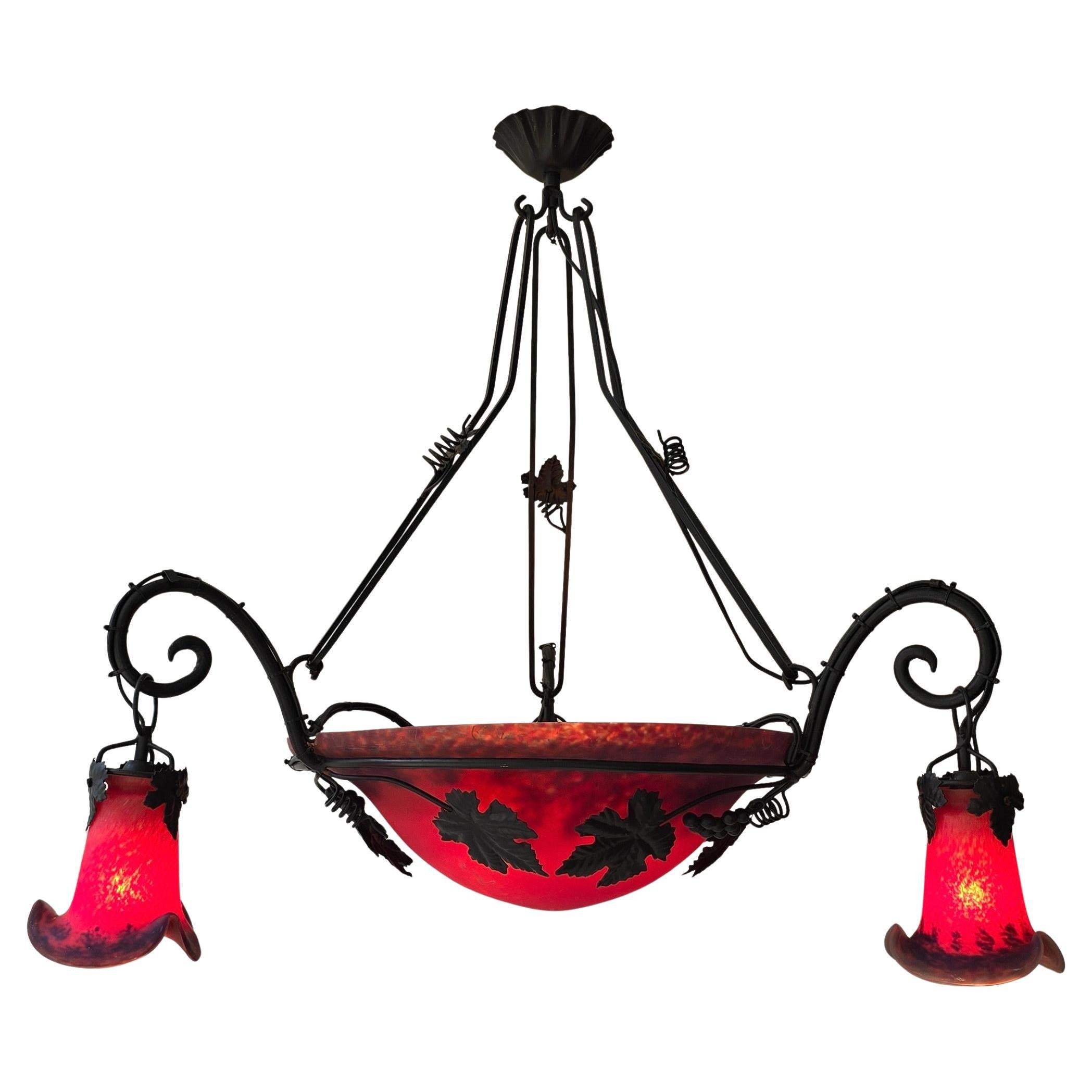 Lampadario Art Déco nello stile di Müller Frères in vendita 1