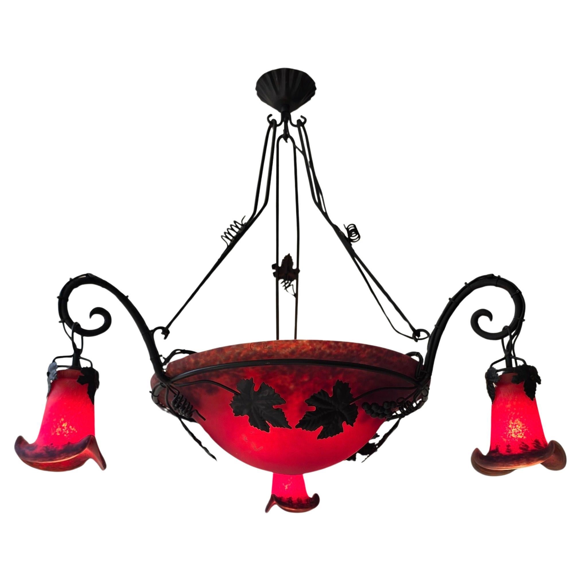 Lampadario Art Déco nello stile di Müller Frères