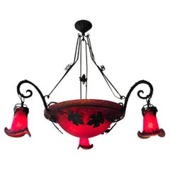 Lampadario Art Déco nello stile di Müller Frères