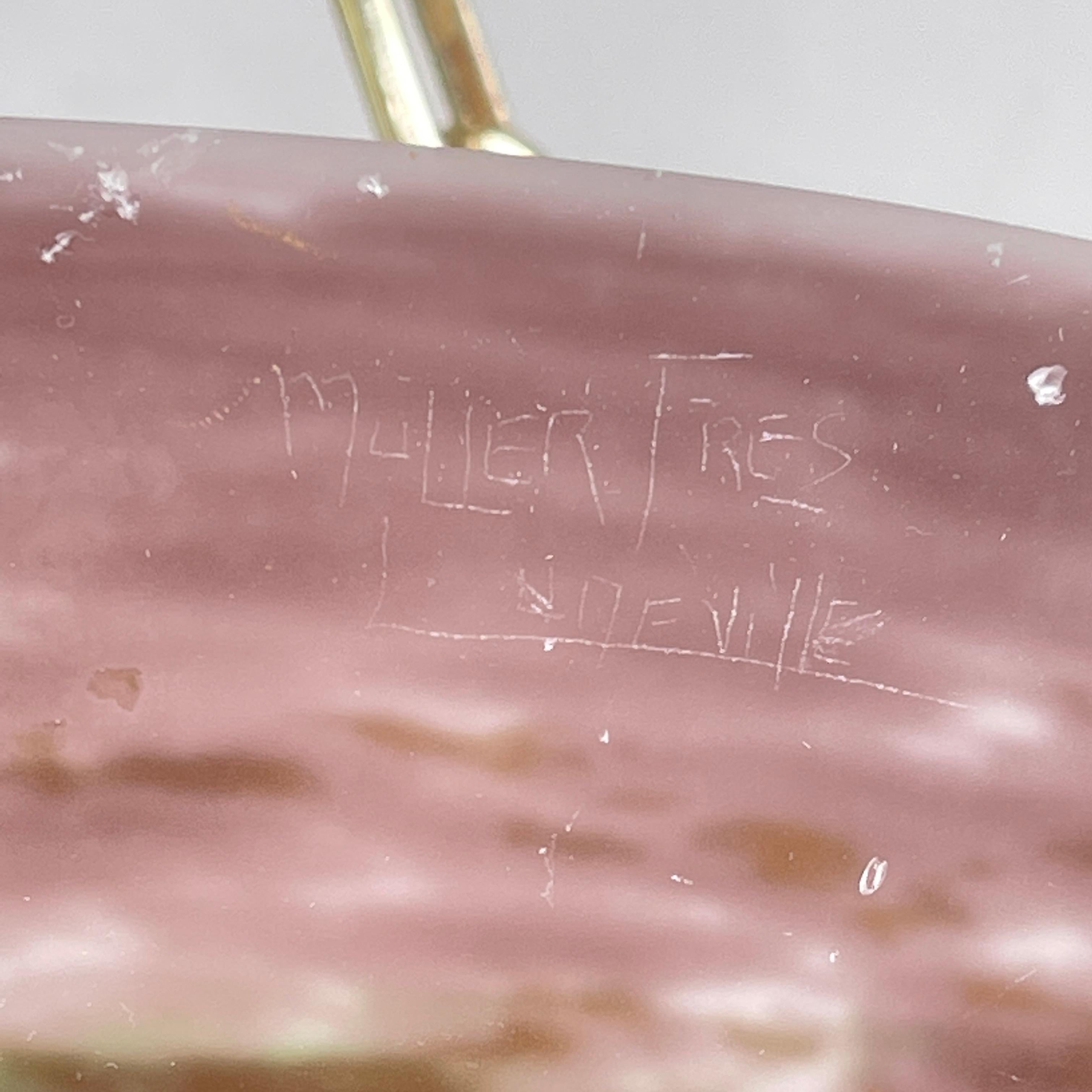 Lámpara de techo Art Déco Muller Fréres, violeta y blanco, años 30 en venta 1