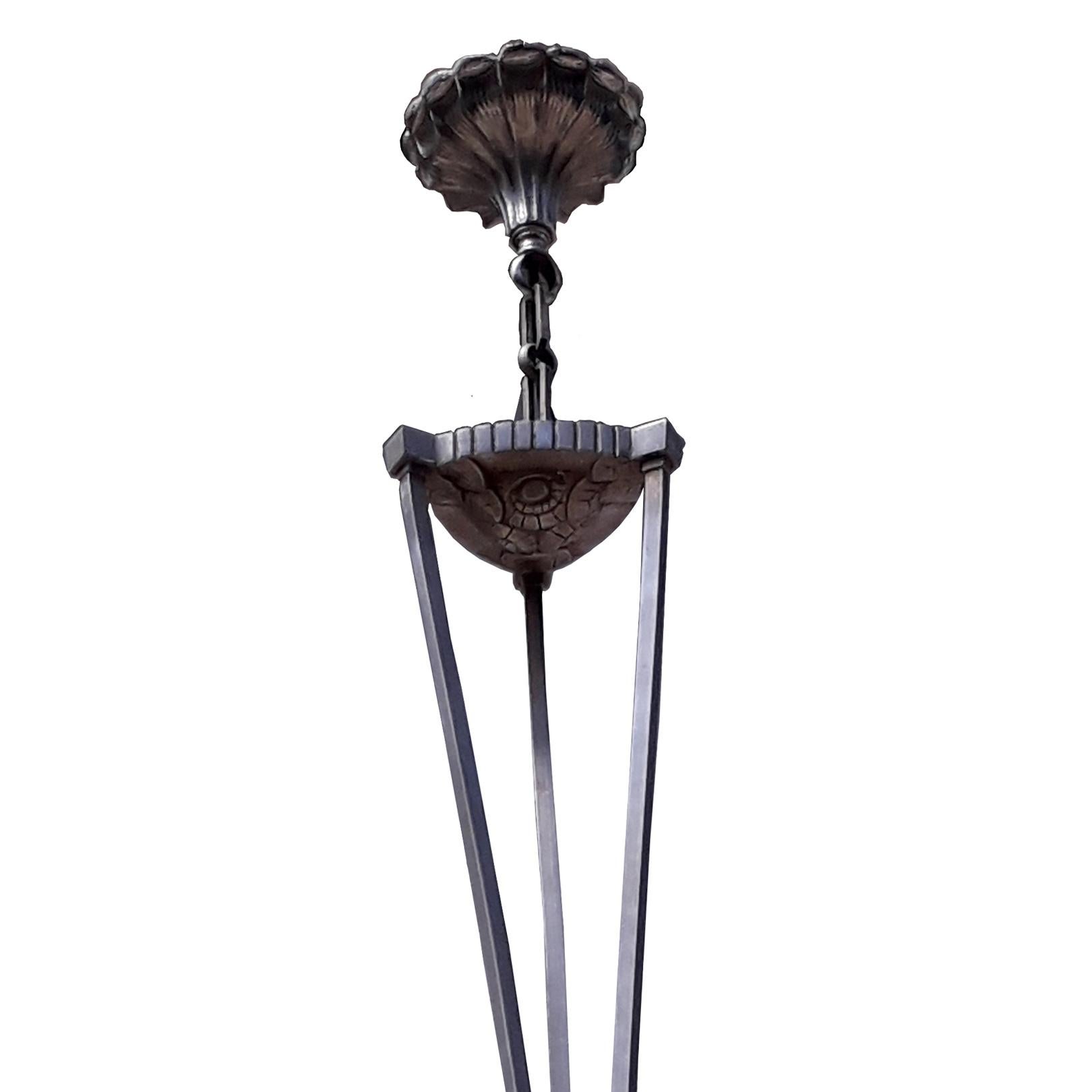 Mid-20th Century Art Deco Chandelier, Muller Freres Lunville, France, 1930s For Sale