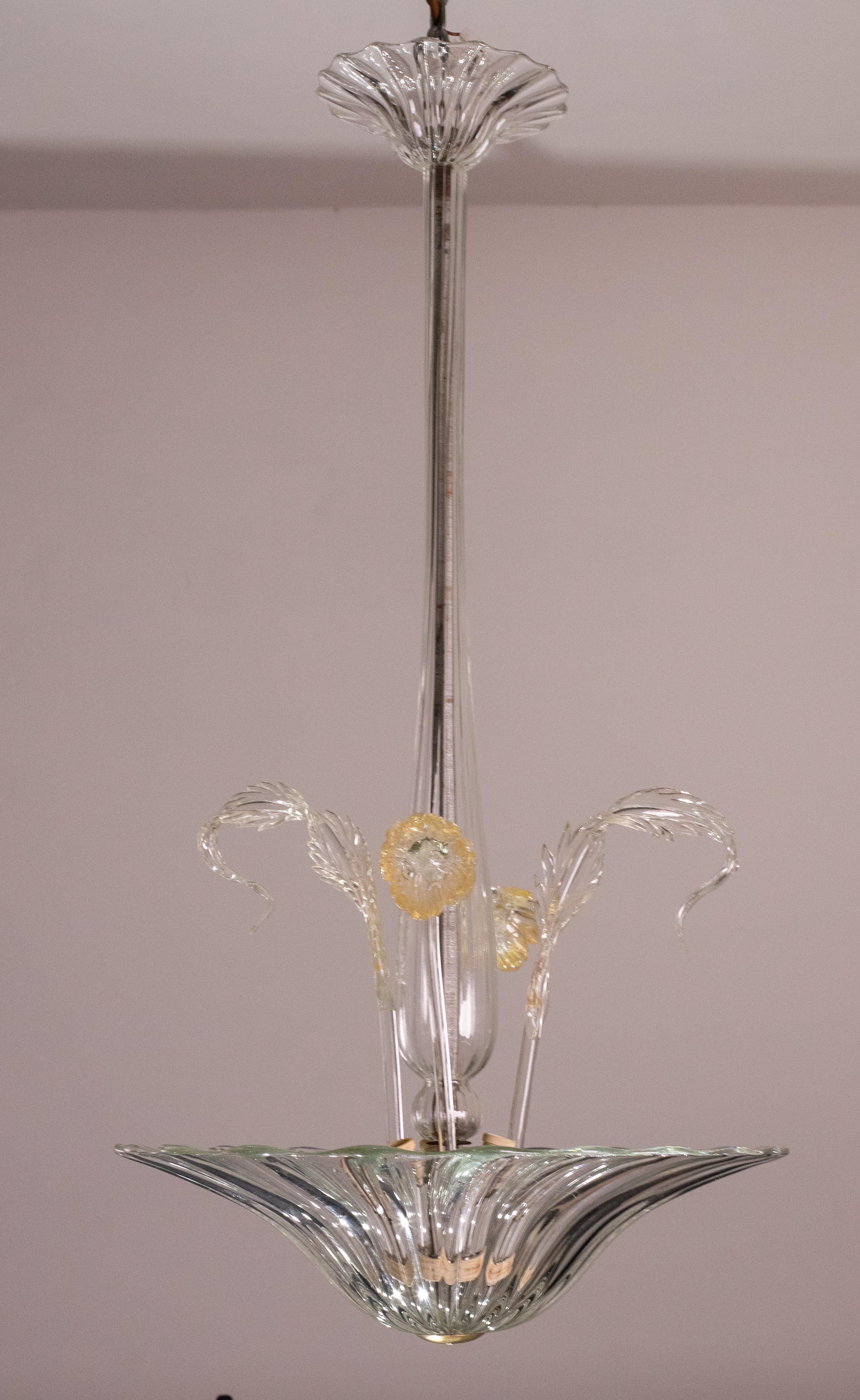 Art Decò Chandelier Murano Glass, 1950s In Good Condition For Sale In Roma, IT