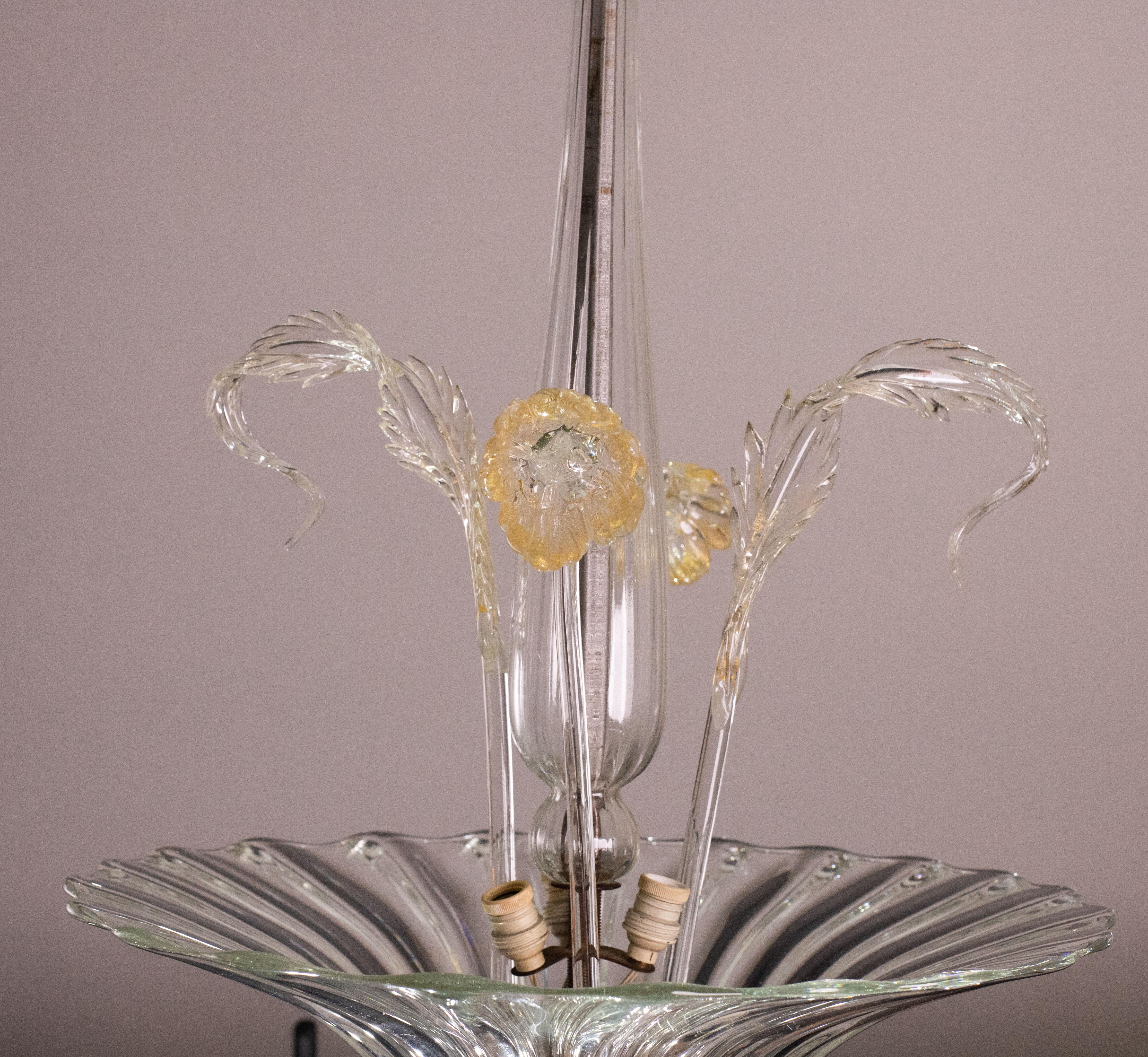 Milieu du XXe siècle Lustre Art Decò en verre de Murano, années 1950 en vente