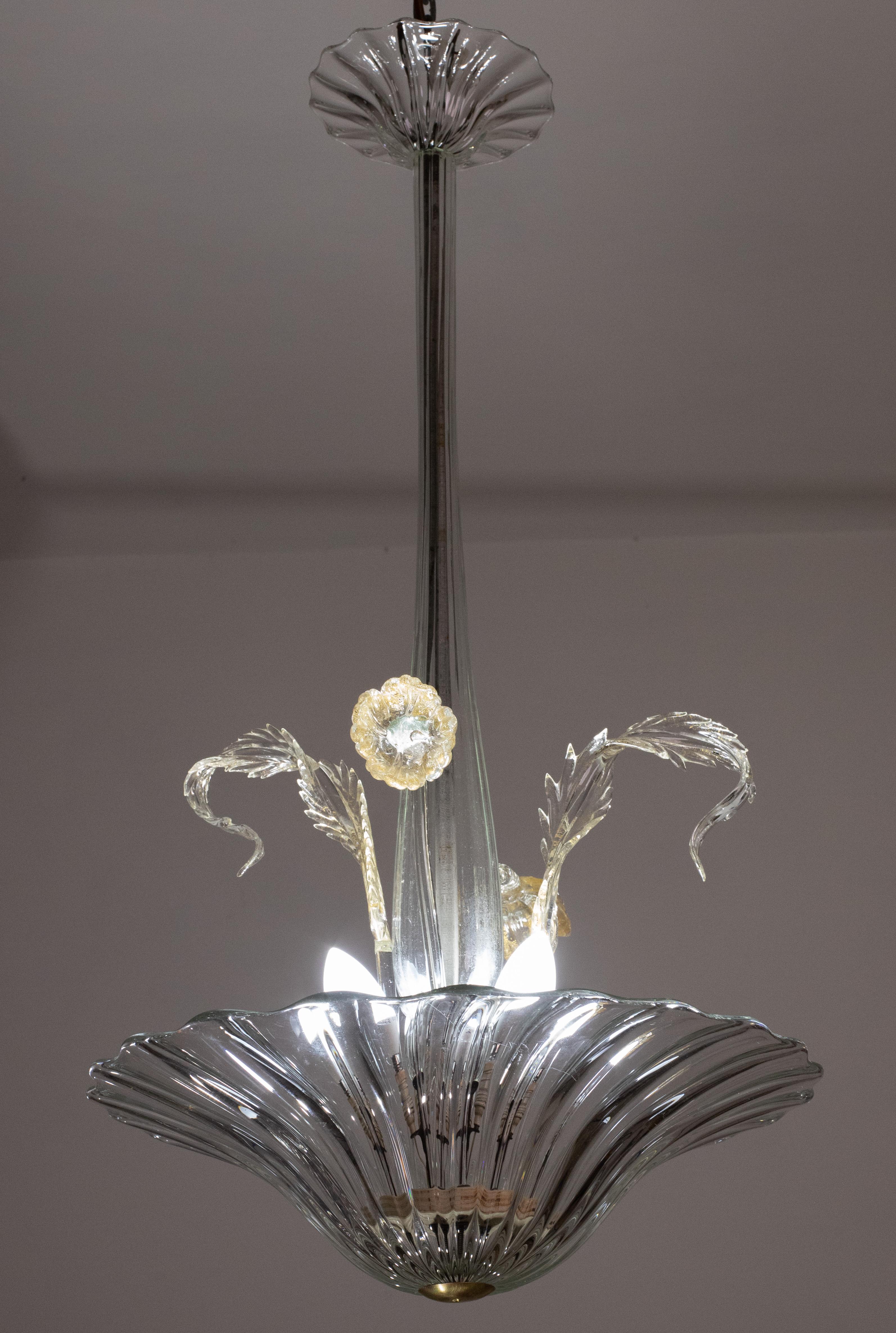Art Decò Chandelier Murano Glass, 1950s For Sale 2