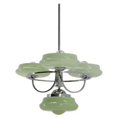 Art Deco Chandelier, Restored, Two Sets of Shades