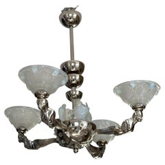 Vintage Art Deco Chandelier signed Boris Lacroix, Mermaids, France 1938