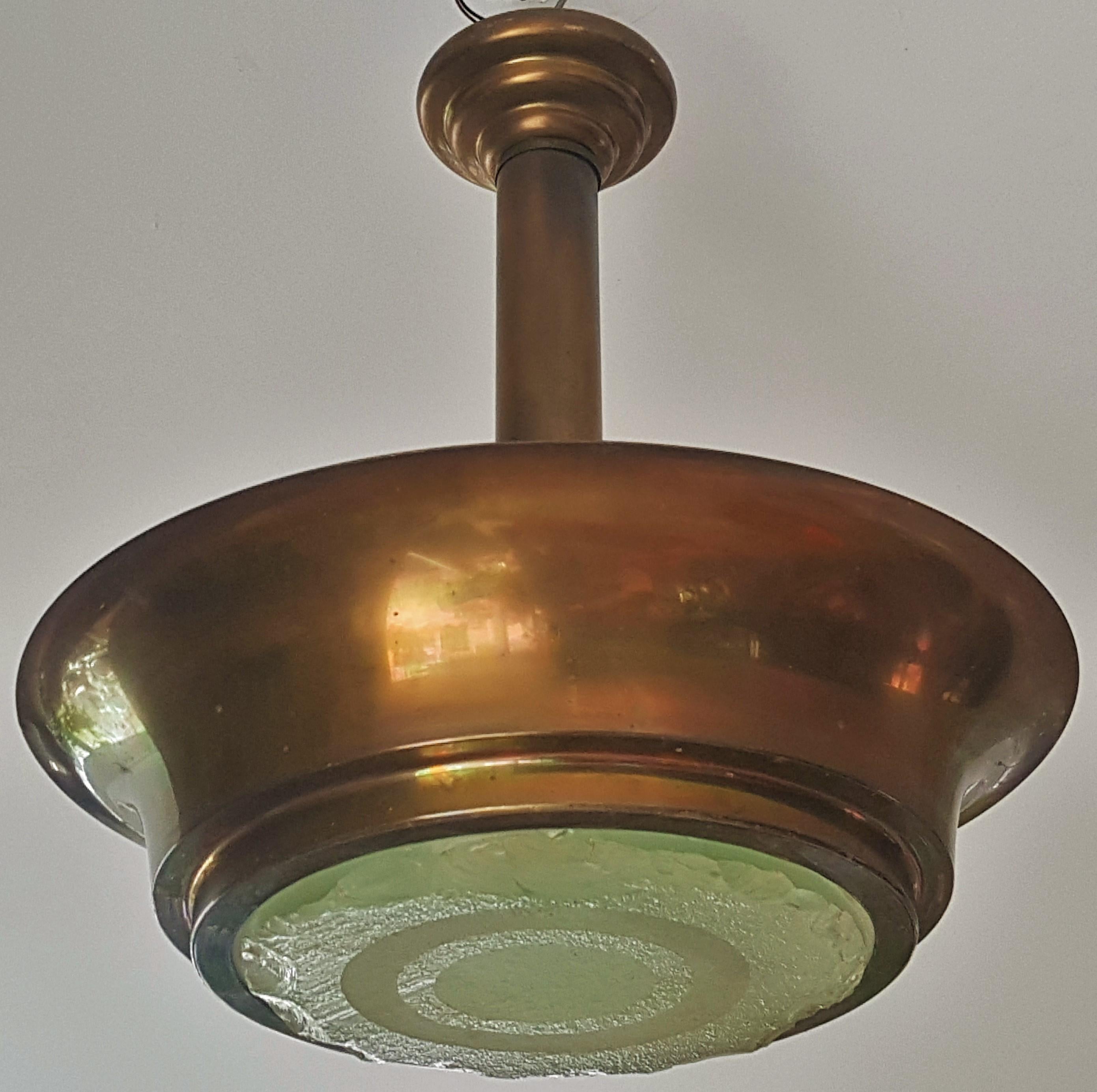 Art Deco Chandelier Style Perzel with Saint Gobain Glass, France, 1940 6